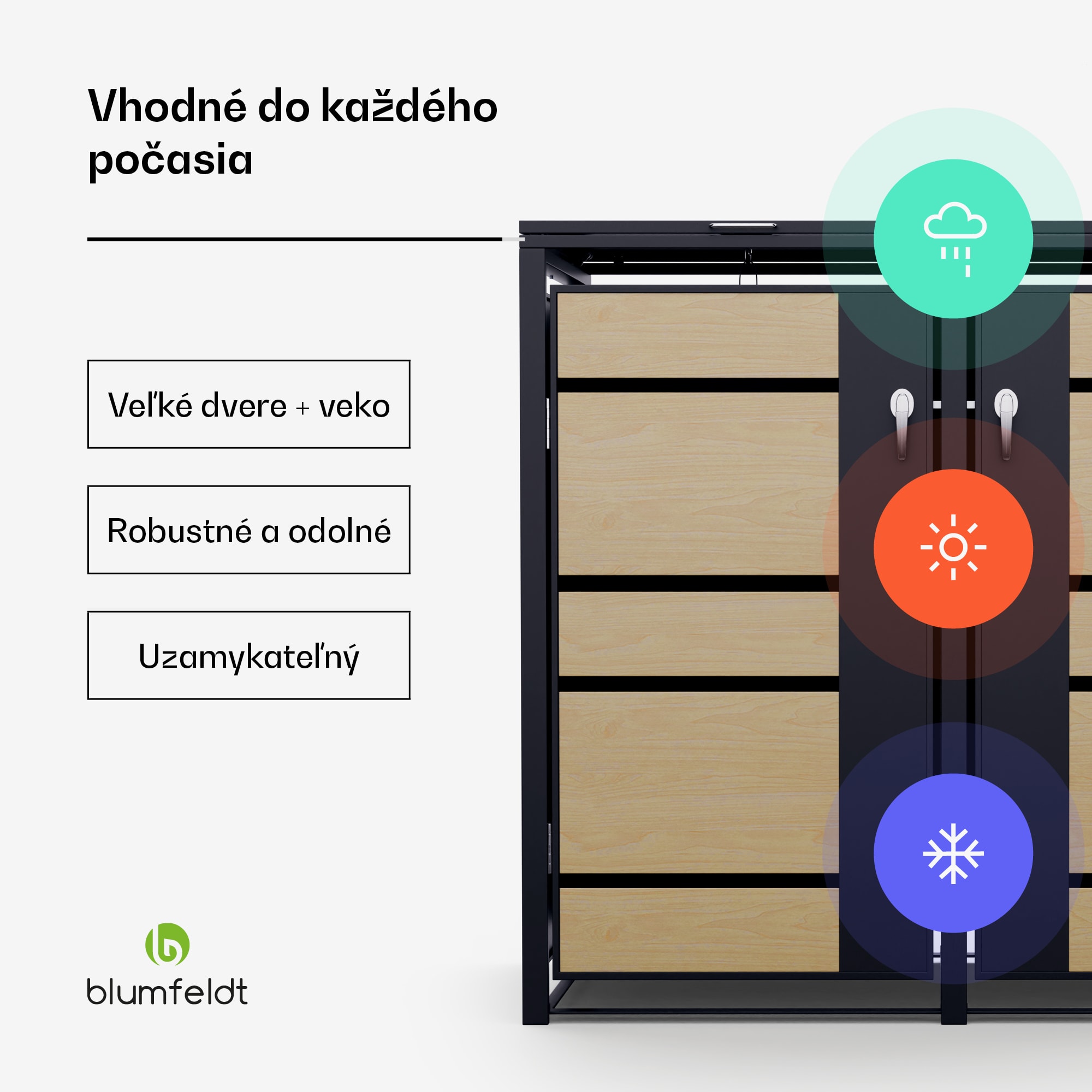 Blumfeldt BinSafe odkladacia schránka na odpadkové nádoby 2x 240 l, odolná voči poveternostným vplyvom, uzamykateľná, pozinkovaná oceľ – Obrázok 2