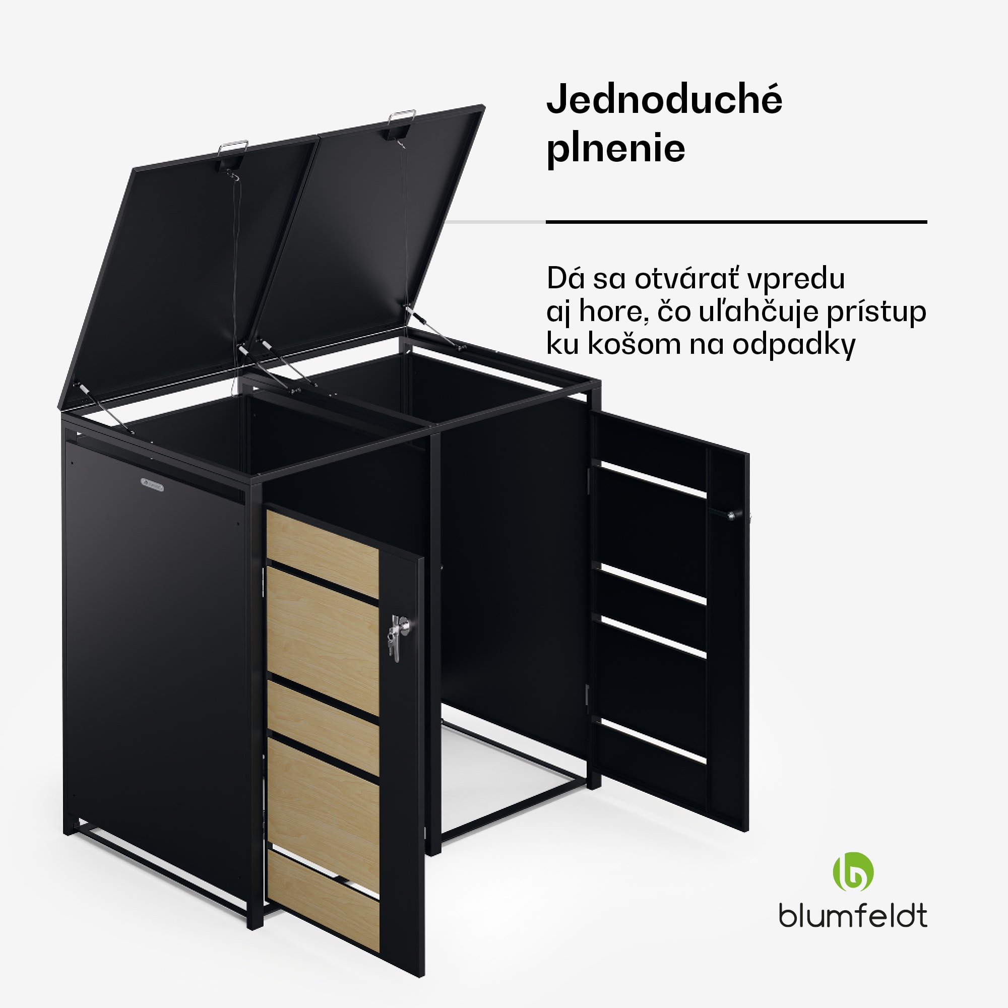 Blumfeldt BinSafe odkladacia schránka na odpadkové nádoby 2x 240 l, odolná voči poveternostným vplyvom, uzamykateľná, pozinkovaná oceľ – Obrázok 5