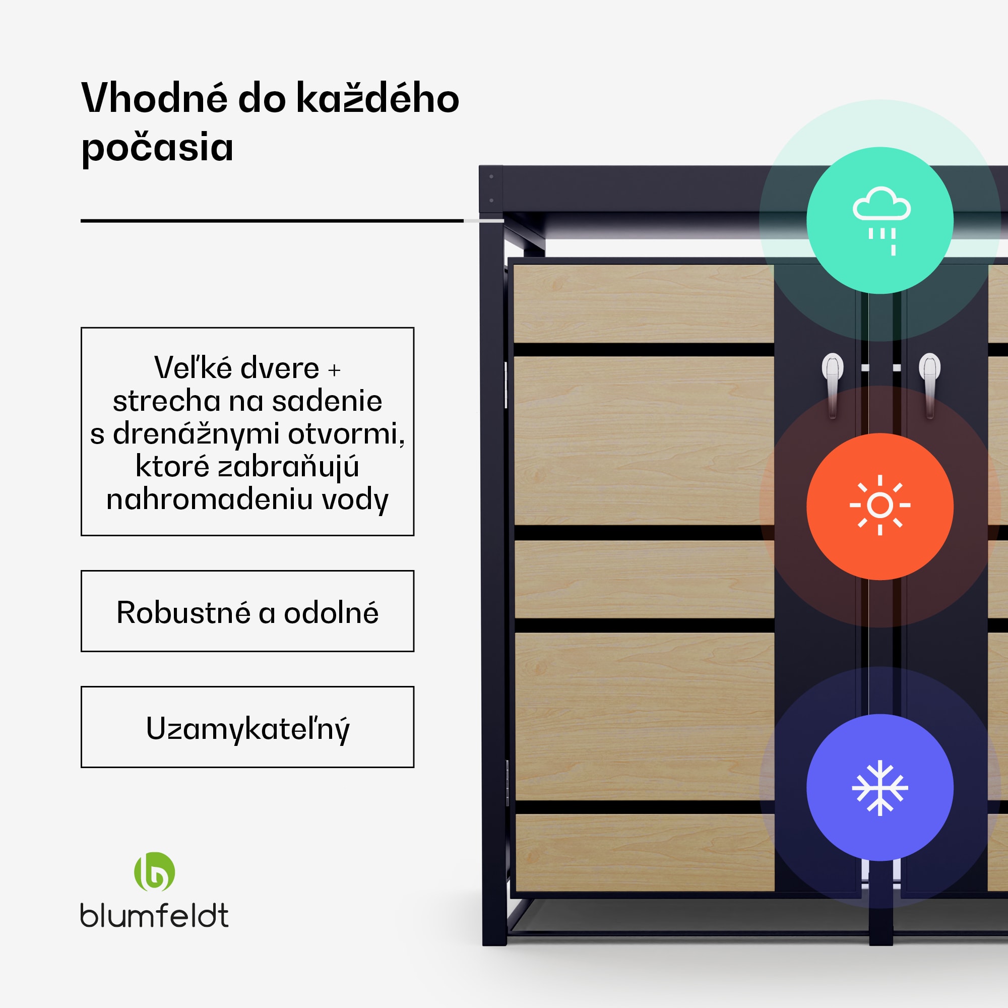 Blumfeldt BinSafe, box na odpadky, 2 odpadkové koše, 240 l, uzamykateľný, pozinkovaná oceľ odolná voči poveternostným vplyvom, výsadbová strecha – Obrázok 2