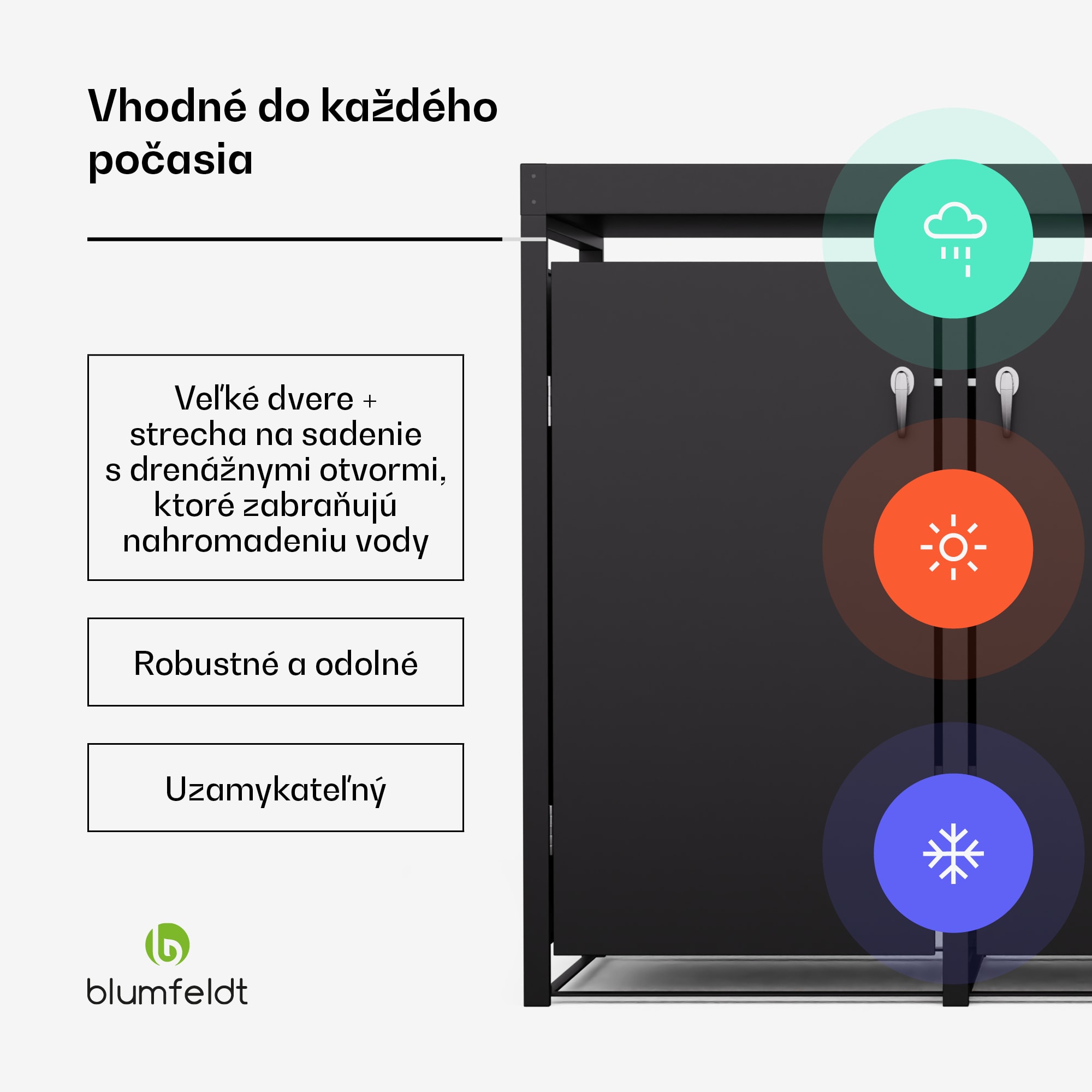Blumfeldt BinSafe, box na odpadky, 3 odpadkové koše, 240 l, uzamykateľný, pozinkovaná oceľ odolná voči poveternostným vplyvom, výsadbová strecha – Obrázok 2