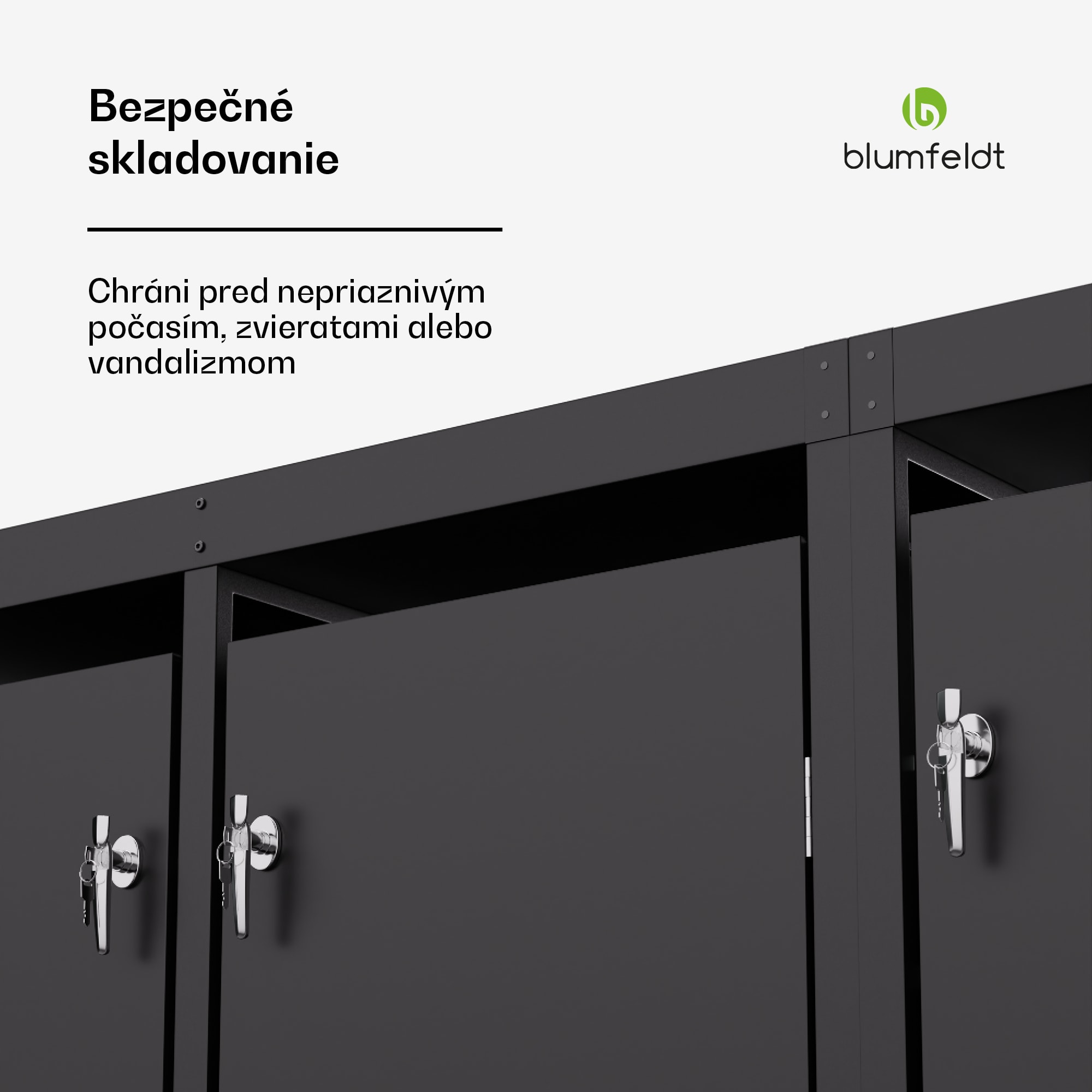 Blumfeldt BinSafe, box na odpadky, 3 odpadkové koše, 240 l, uzamykateľný, pozinkovaná oceľ odolná voči poveternostným vplyvom, výsadbová strecha – Obrázok 4