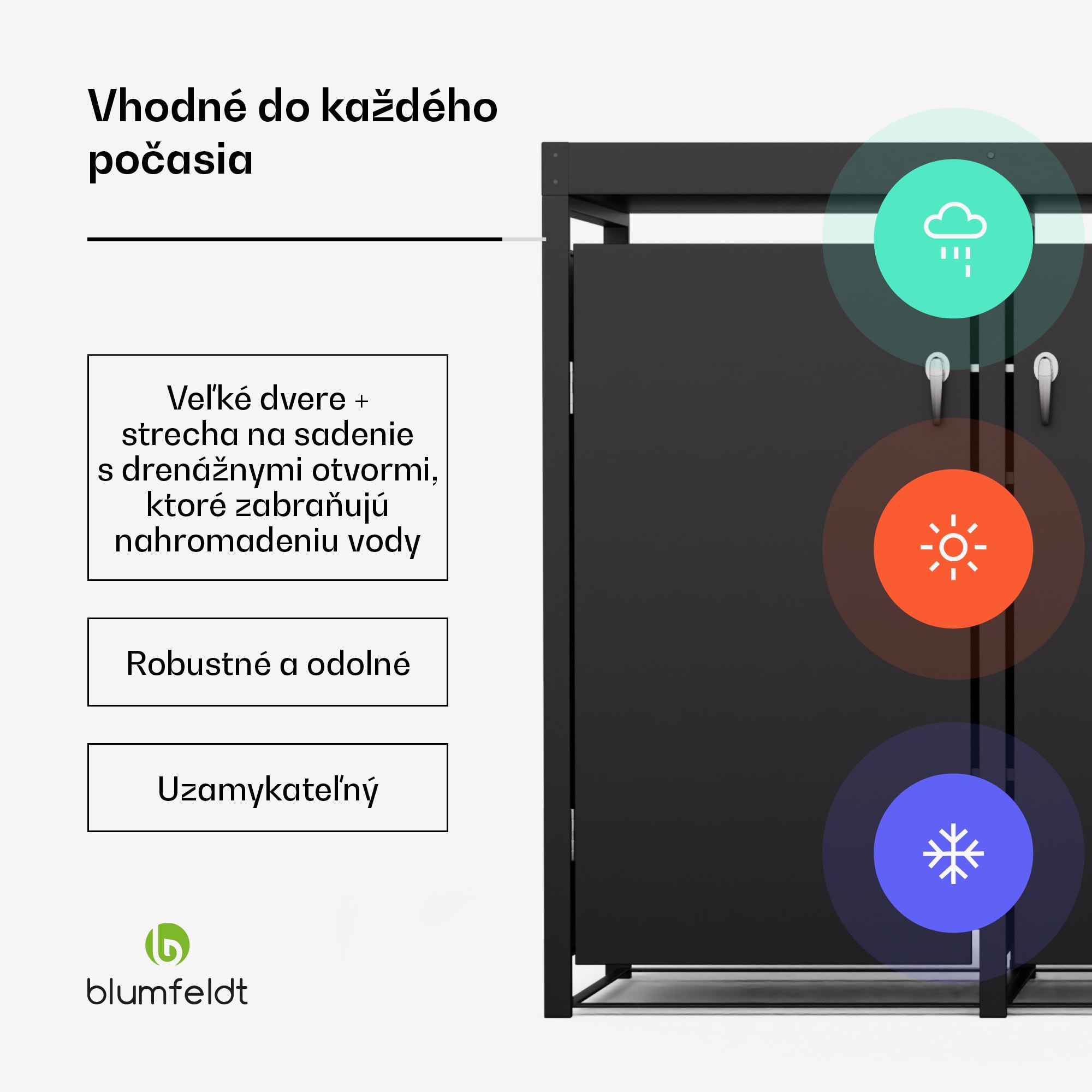 Blumfeldt BinSafe, box na odpadky, 4 odpadkové koše, 240 l, uzamykateľný, pozinkovaná oceľ odolná voči poveternostným vplyvom – Obrázok 2