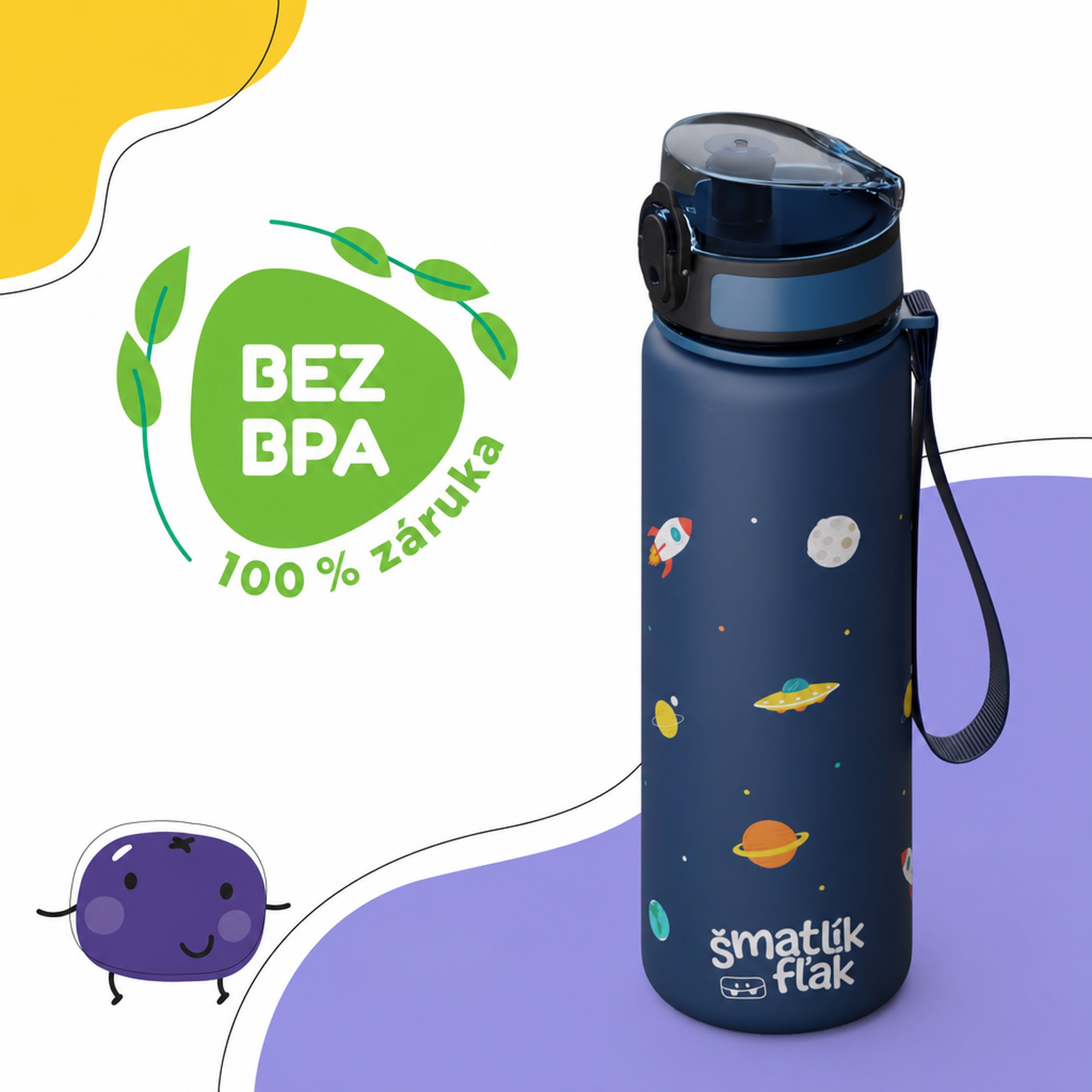 Klarstein schmatzfatz detská športová fľaša na vodu 500 ml | Tritan | Plastové hrdlo | Popruh na prenášanie | Bez BPA | Darčekové balenie – Obrázok 2