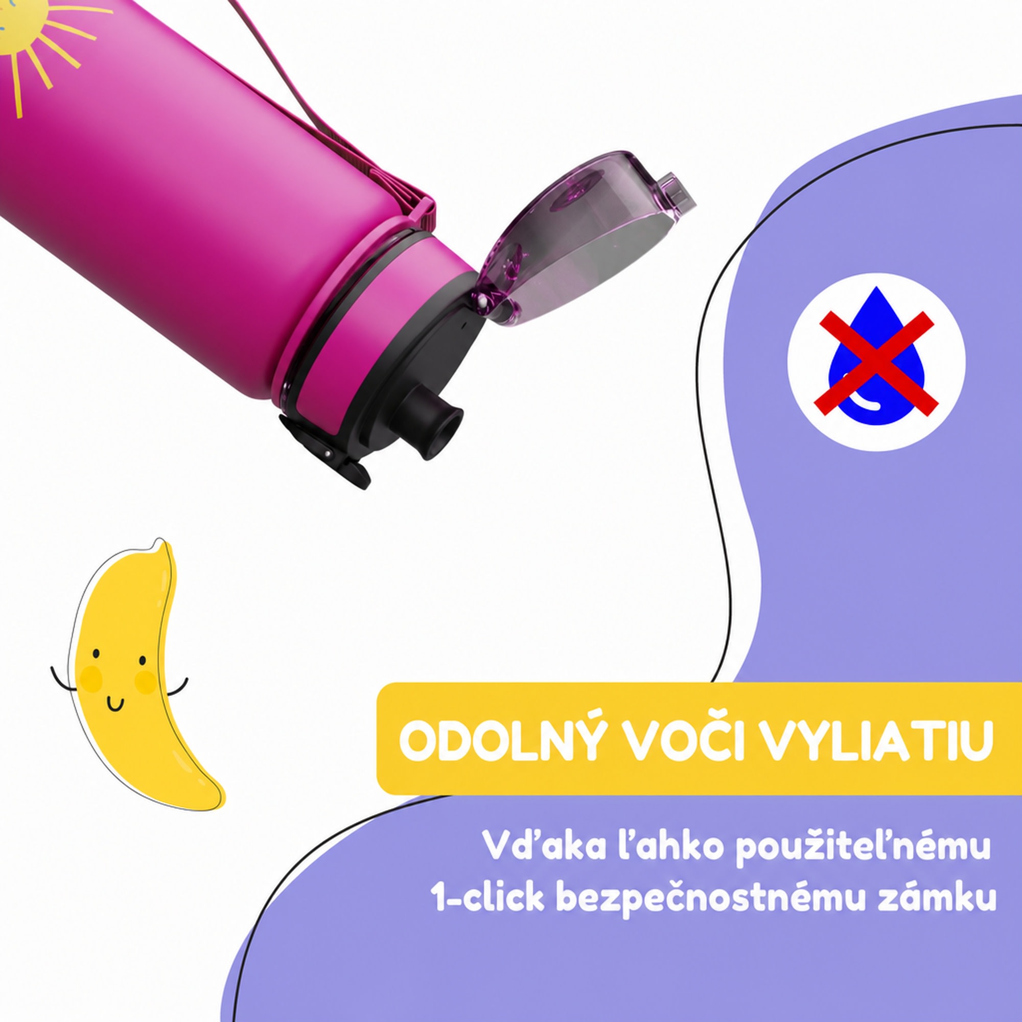 Klarstein schmatzfatz detská športová fľaša na vodu 500 ml | Tritan | Plastové hrdlo | Popruh na prenášanie | Bez BPA | Darčekové balenie – Obrázok 2