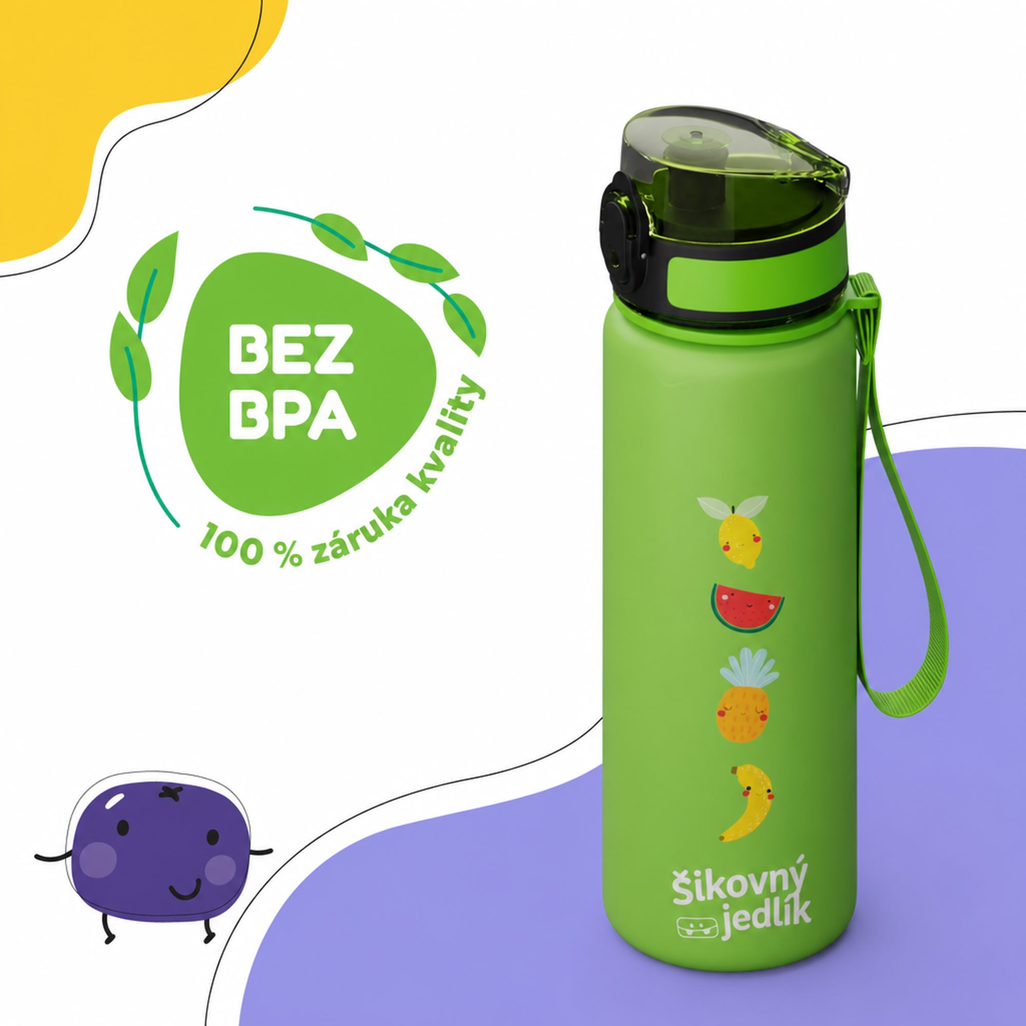 Klarstein schmatzfatz detská športová fľaša na vodu 500 ml | Tritan | Plastové hrdlo | Popruh na prenášanie | Bez BPA | Darčekové balenie – Obrázok 2
