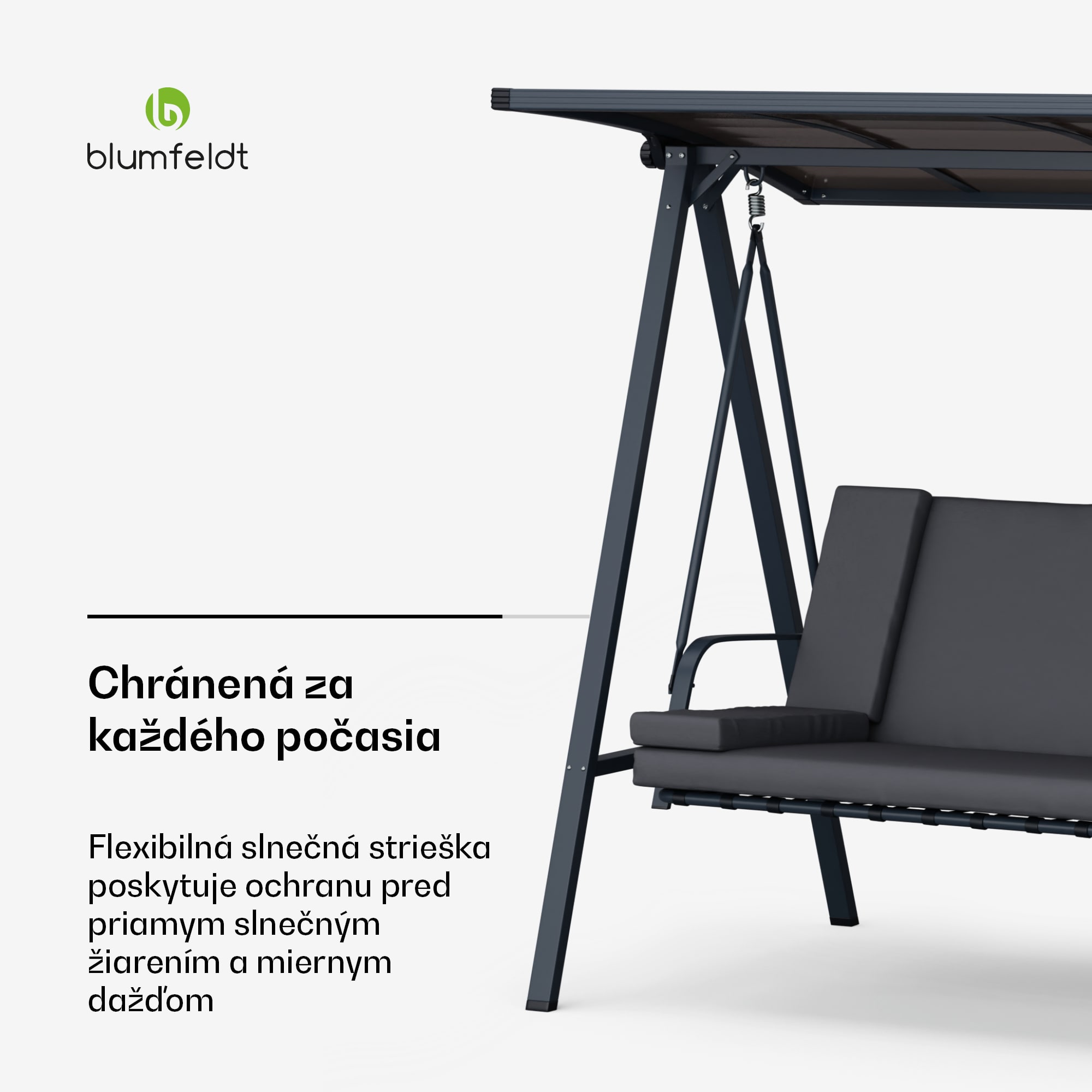 Blumfeldt LuxeLounge, hollywoodska hojdačka, 3-miestna, individuálne nastaviteľná, oceľ s práškovou povrchovou úpravou, odolná voči poveternostným vplyvom – Obrázok 4