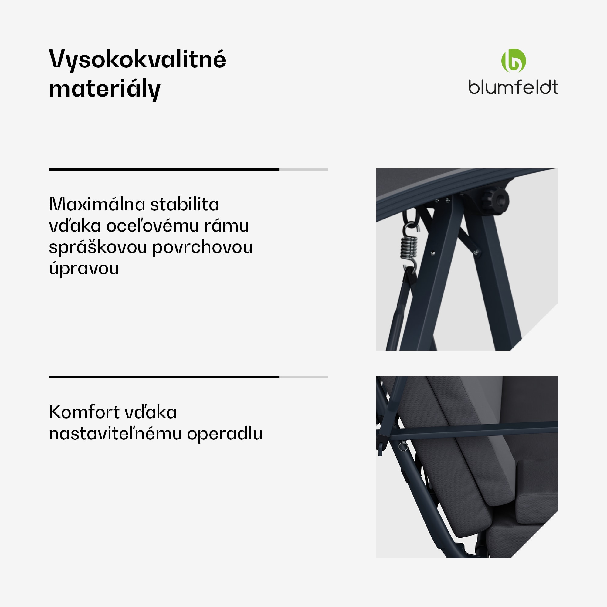 Blumfeldt LuxeLounge, hollywoodska hojdačka, 3-miestna, individuálne nastaviteľná, oceľ s práškovou povrchovou úpravou, odolná voči poveternostným vplyvom – Obrázok 5