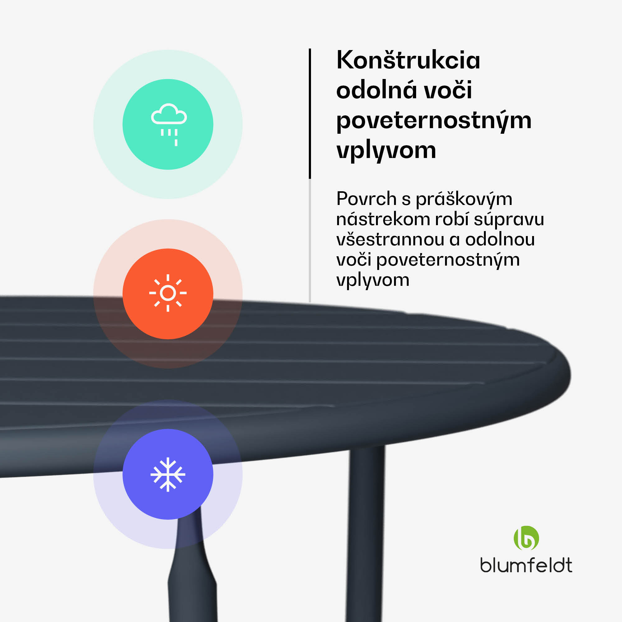 Blumfeldt RetroChic záhradná súprava | 1 stôl + 2 stoličky | 60 cm | skladací | povrchová úprava | odolný voči poveternostným vplyvom – Obrázok 5