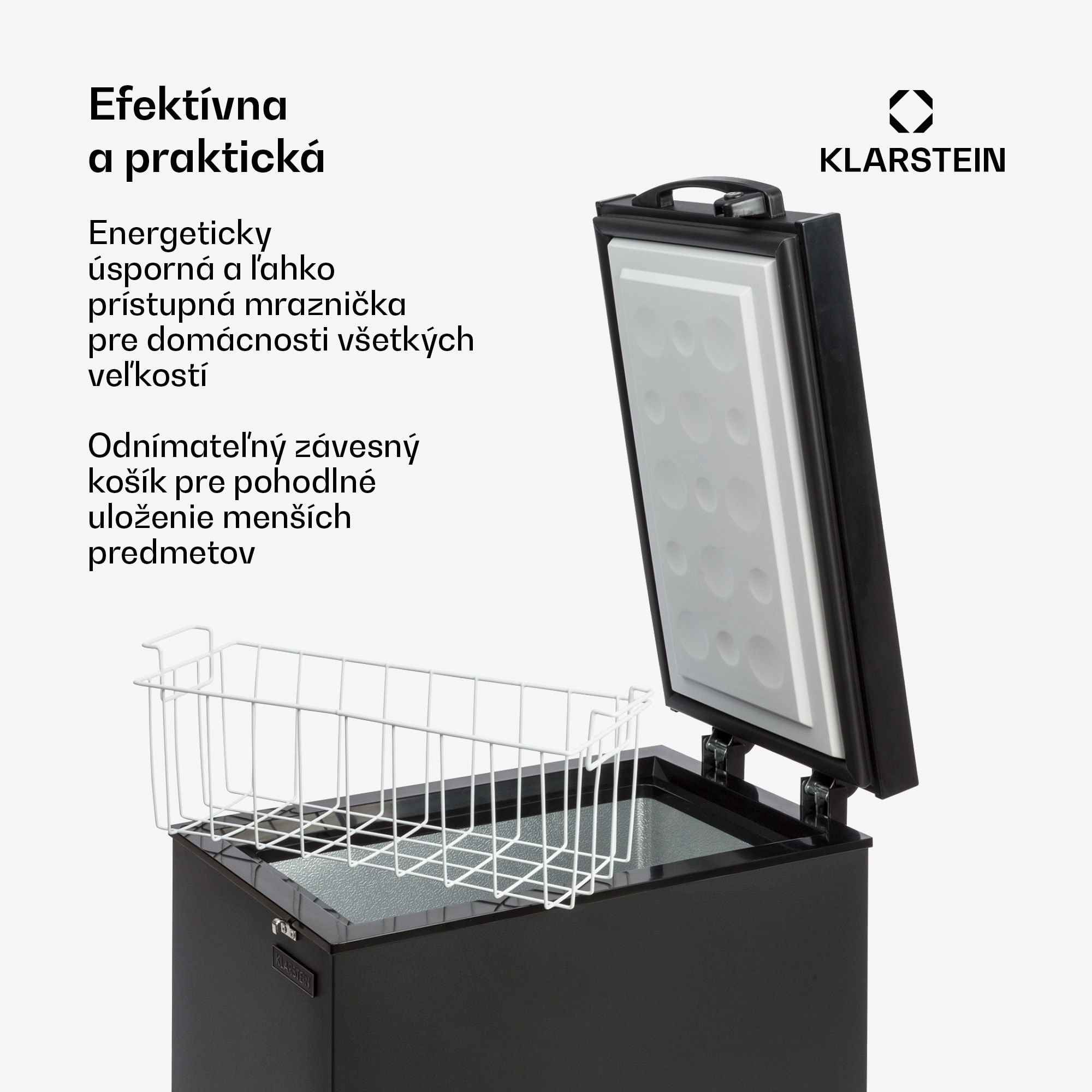 Klarstein Iceblokk 51, mraziaci box, voľne stojaci, 51 l, uzamykateľný, energet. trieda F, čierna – Obrázok 3