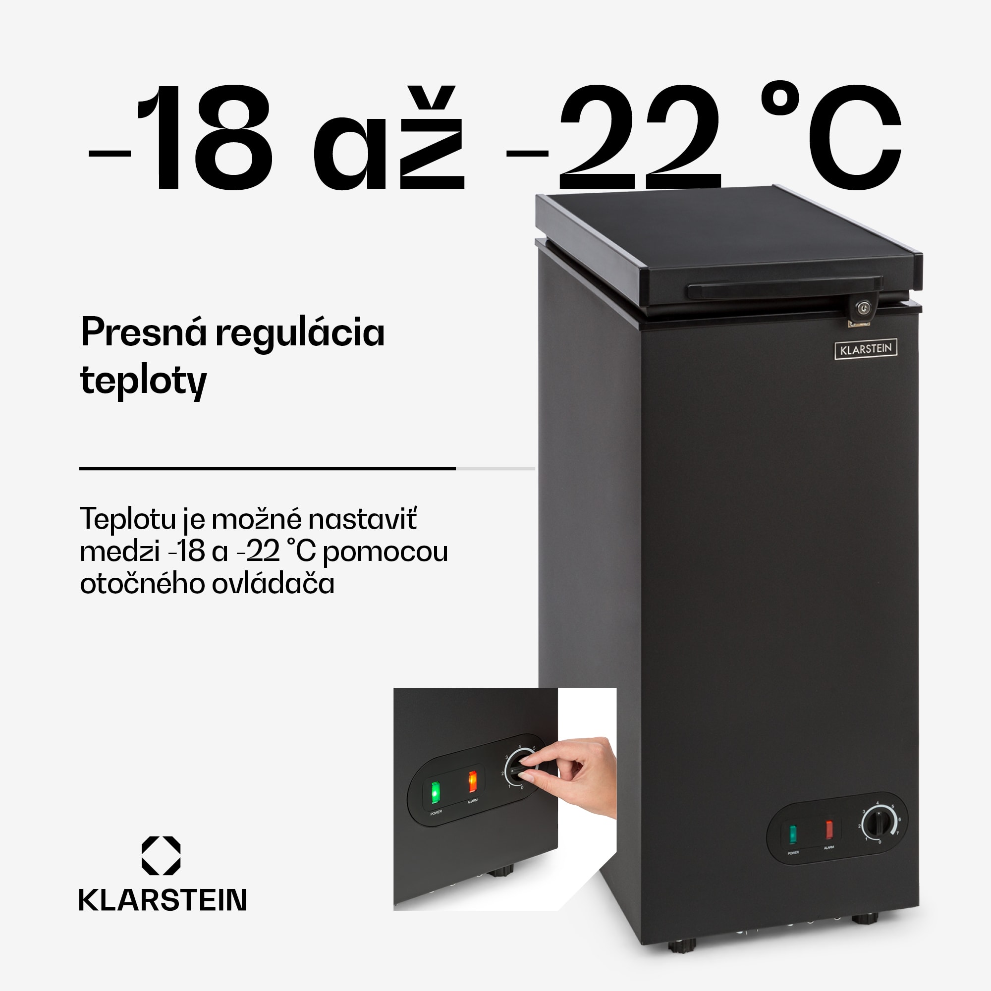 Klarstein Iceblokk 51, mraziaci box, voľne stojaci, 51 l, uzamykateľný, energet. trieda F, čierna – Obrázok 4