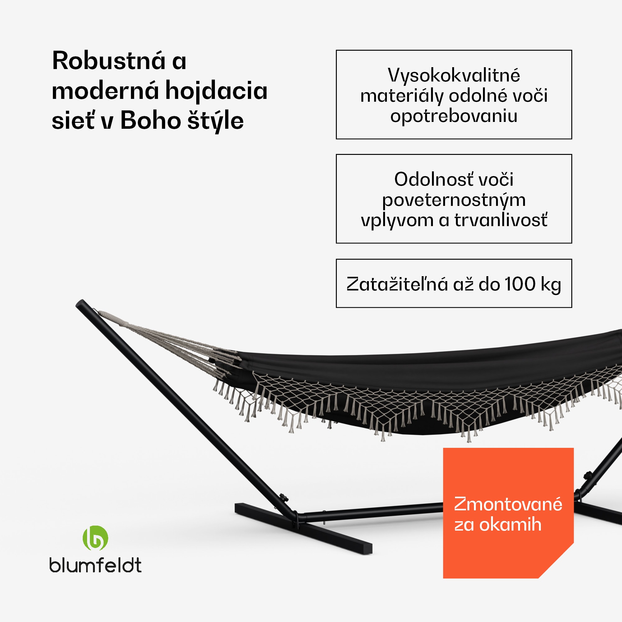 Blumfeldt SwayStation Boho hojdacia sieť, 320 x 116 cm, odolná proti poveternostným vplyvom, odolná proti hrdzi – Obrázok 2