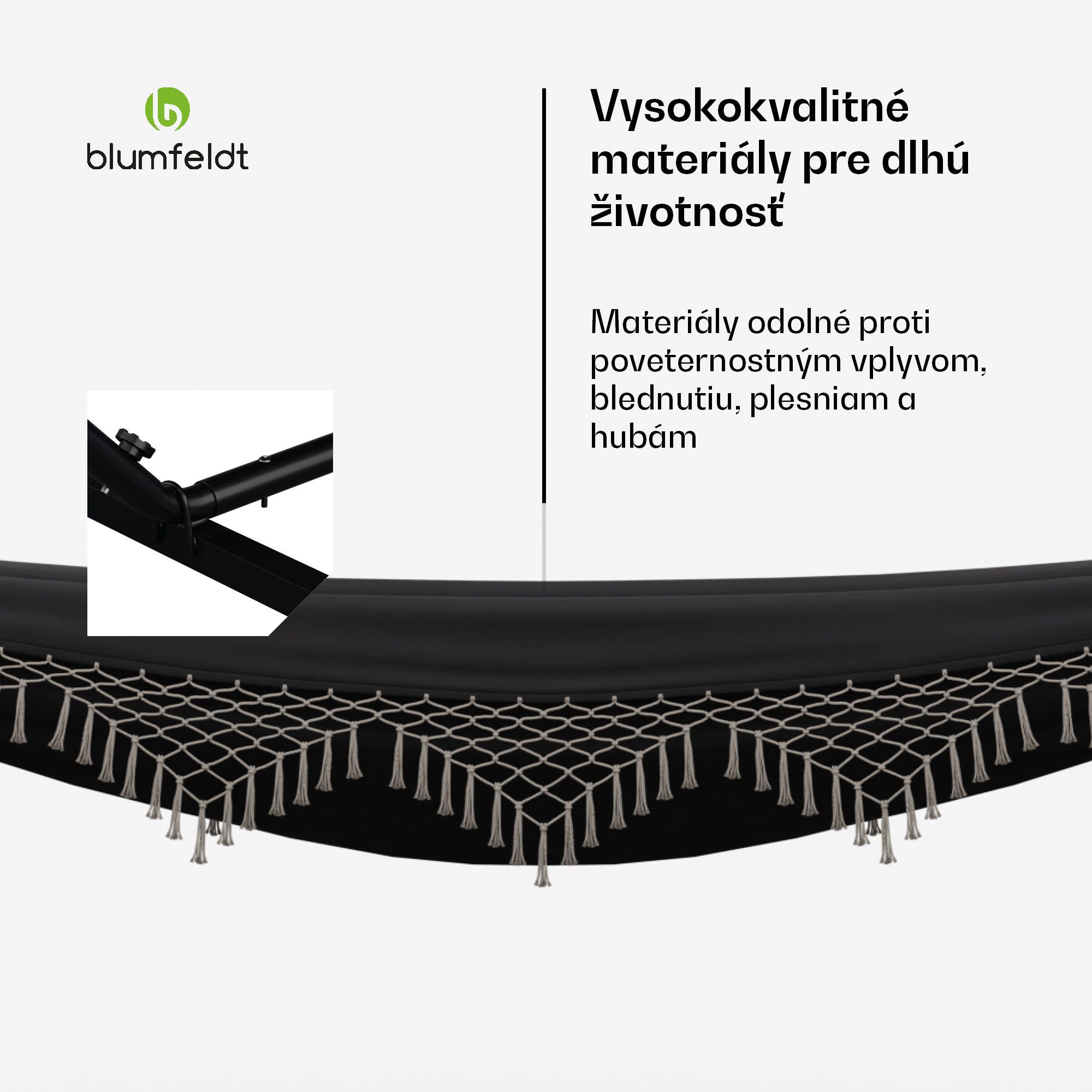 Blumfeldt SwayStation Boho hojdacia sieť, 320 x 116 cm, odolná proti poveternostným vplyvom, odolná proti hrdzi – Obrázok 3