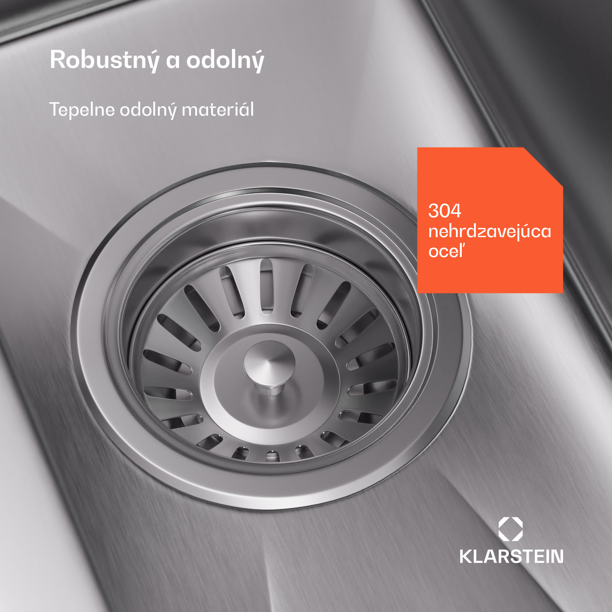 Klarstein TitanSteel Kuchynský drez 45 x 23 cm (DxŠ) s povrchom odolný voči hrdzi, poškriabaniu a teplu – Obrázok 4