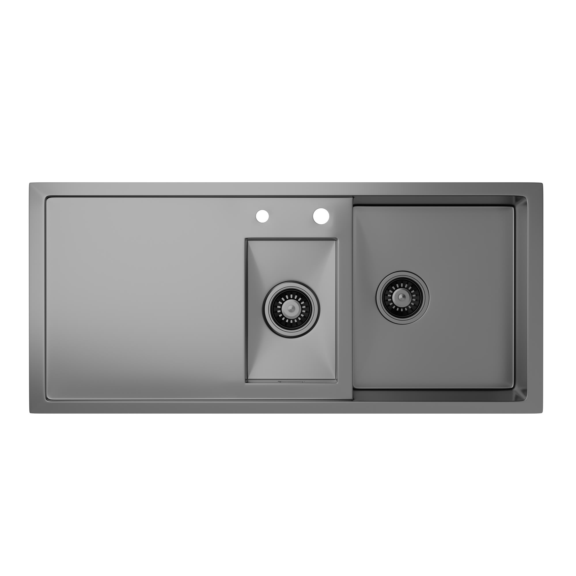 Klarstein TitanSteel kuchynský drez s odkvapkávačom, 100 x 45 cm, 2 umývadlá, nehrdzavejúca oceľ, odolný voči teplu