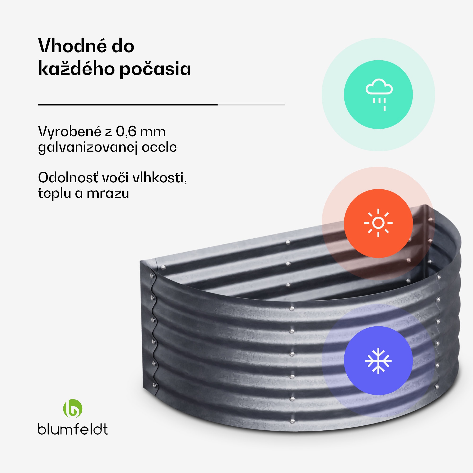 Blumfeldt High Grow polkruhový vyvýšený záhon 105 x 43 x 60 cm oceľový trapézový plech, jednoduchá montáž, odolný voči hrdzi a mrazu – Obrázok 2
