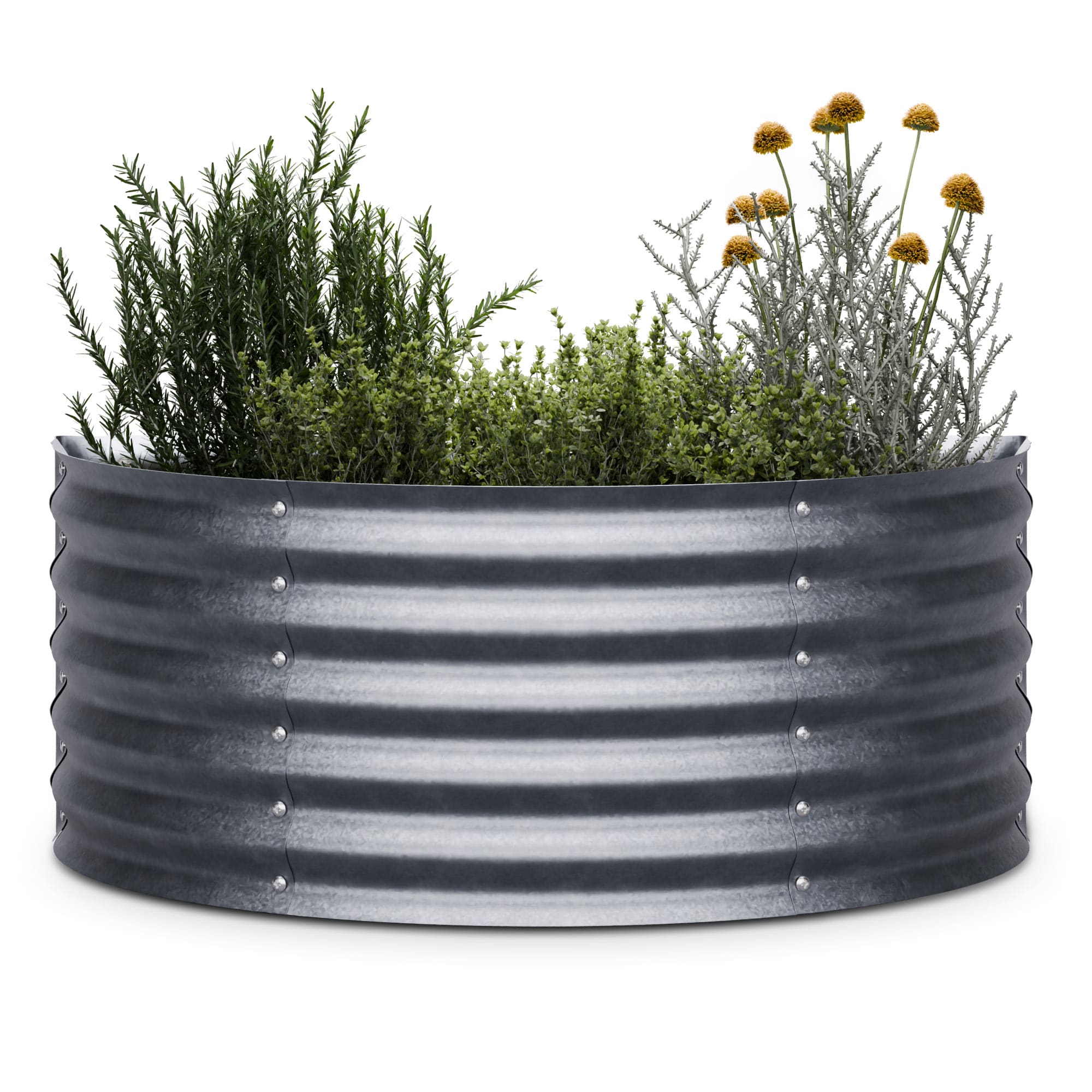 Blumfeldt High Grow polkruhový vyvýšený záhon 105 x 43 x 60 cm oceľový trapézový plech, jednoduchá montáž, odolný voči hrdzi a mrazu