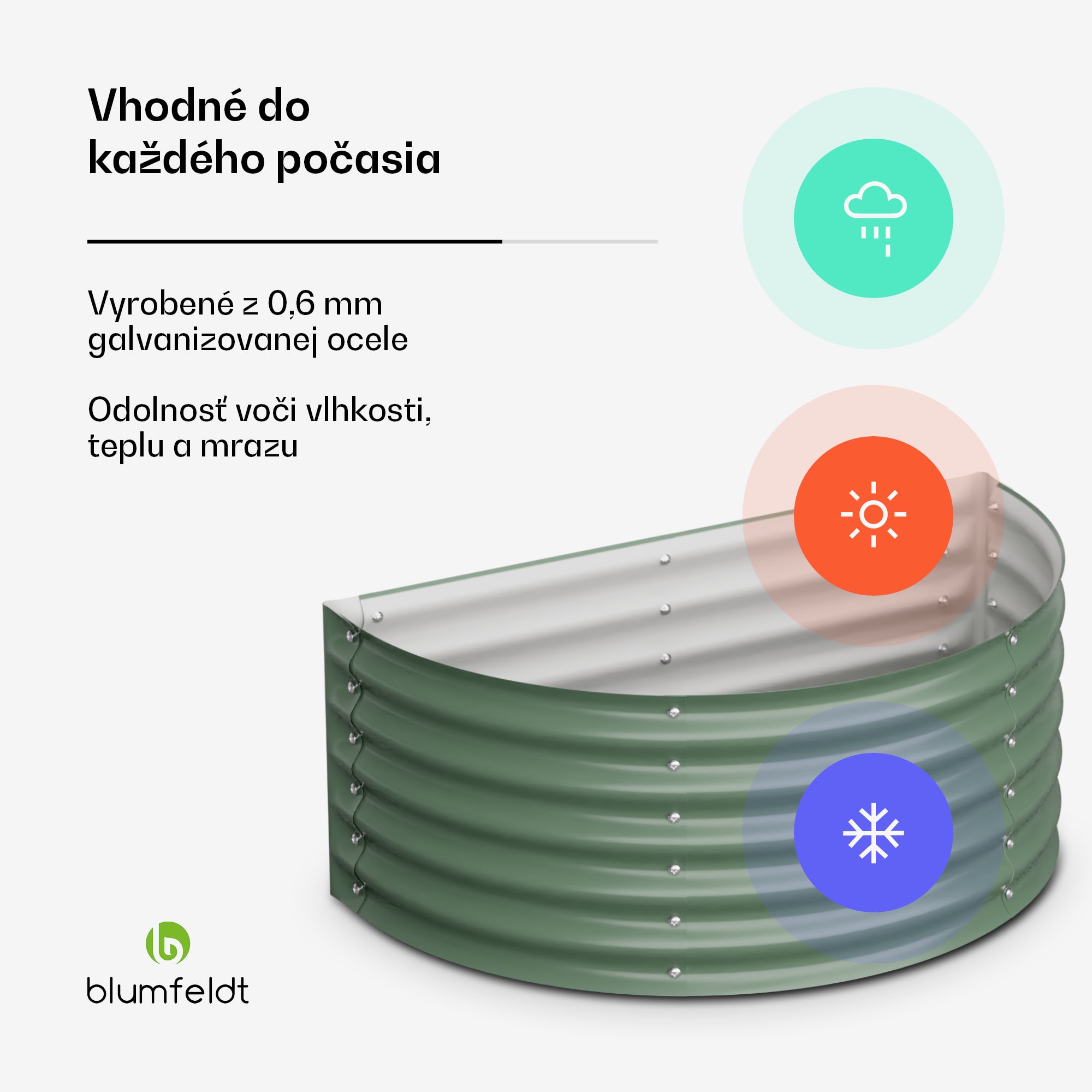 Blumfeldt High Grow Half Circle, polkruhový vyvýšený záhon, 105x43x60 cm, z vlnitého oceľového plechu, jednoduchá montáž, odolný voči hrdzi a mrazu – Obrázok 2