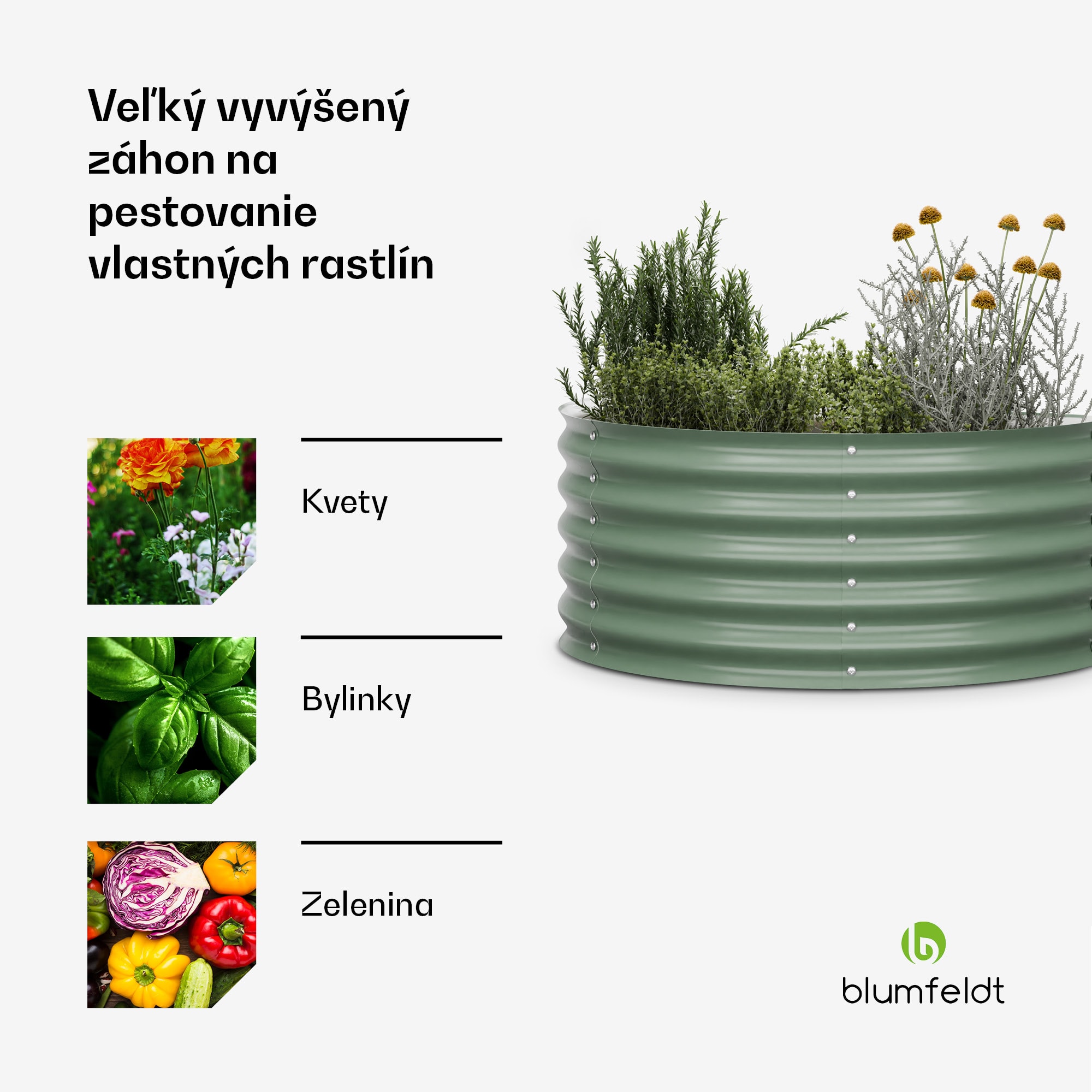 Blumfeldt High Grow Half Circle, polkruhový vyvýšený záhon, 105x43x60 cm, z vlnitého oceľového plechu, jednoduchá montáž, odolný voči hrdzi a mrazu – Obrázok 4