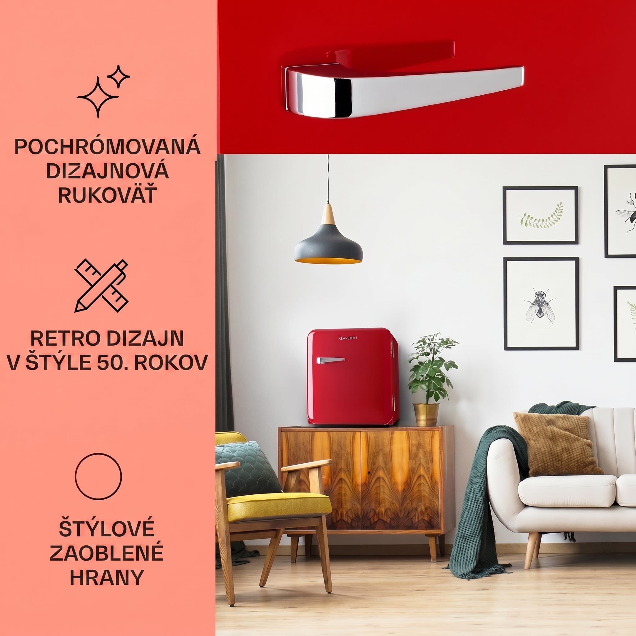 Klarstein Audrey, mini chladnička, energet. trieda E, mraziaci priečinok, LED – Obrázok 3