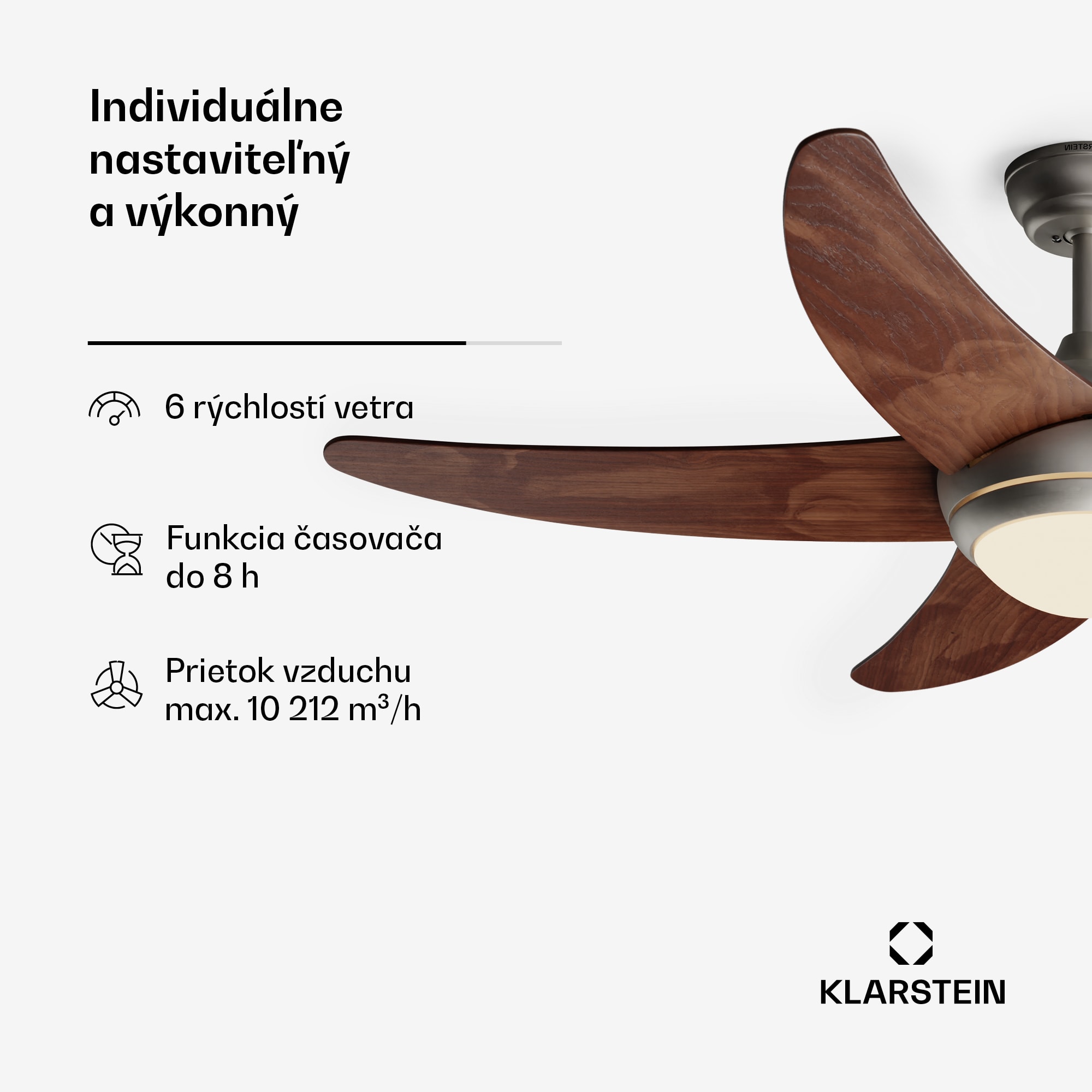 Klarstein Bolero 2 v 1 Smart, stropný ventilátor, Ø 132 cm, svetlo 55 W, diaľkové ovládanie, ovládanie cez aplikáciu, 2 smery chodu – Obrázok 5