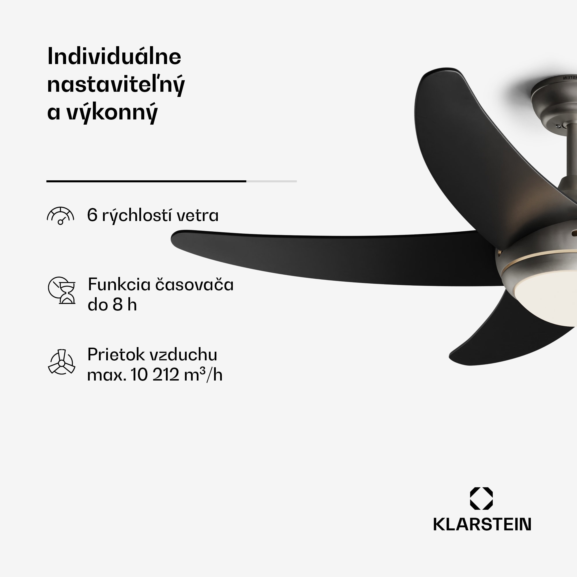 Klarstein Bolero 2 v 1 Smart, stropný ventilátor, Ø 132 cm, svetlo 55 W, diaľkové ovládanie, ovládanie cez aplikáciu, 2 smery chodu – Obrázok 5