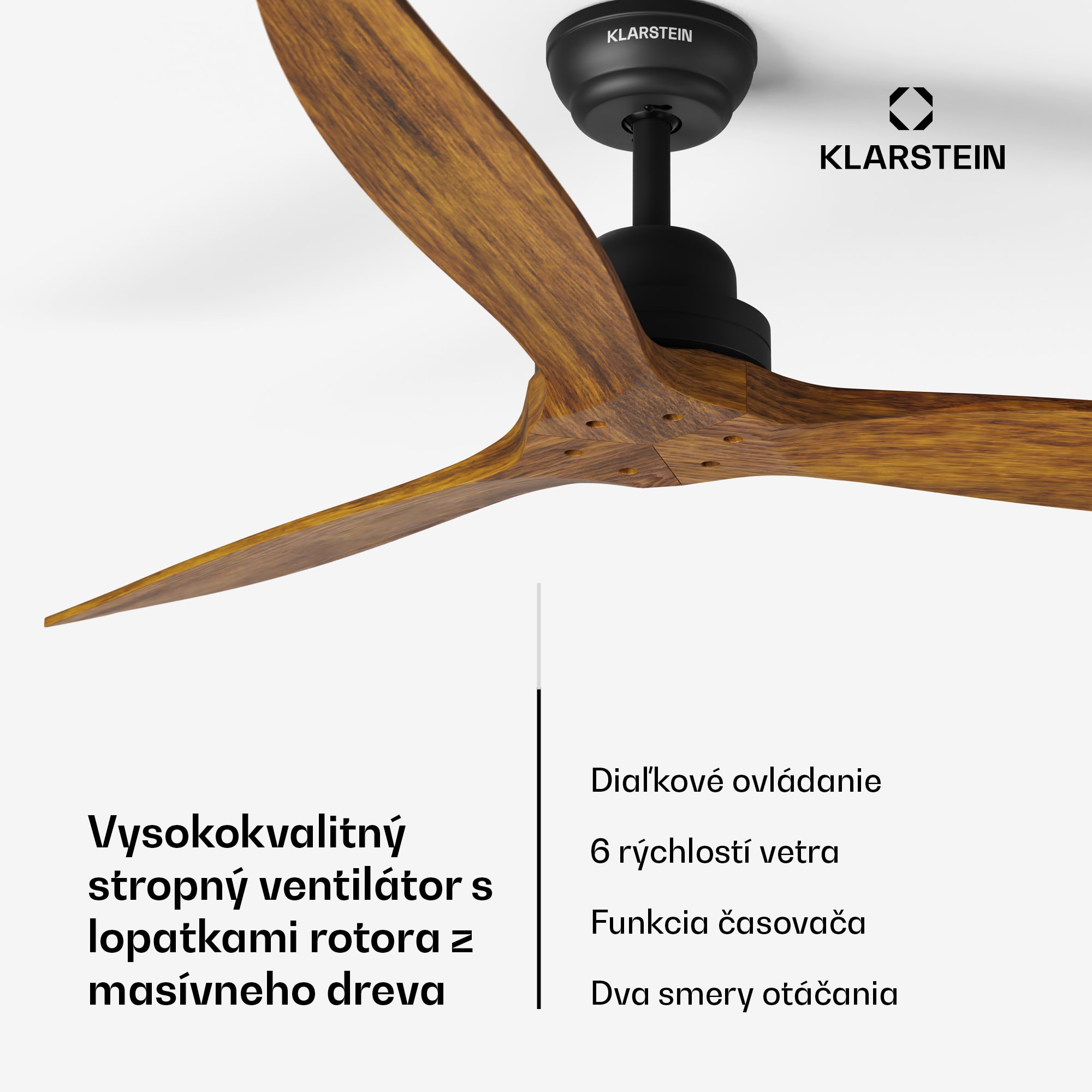 Klarstein Santa Elena 52", Ø 132 cm stropný ventilátor, 9 060 m³/h, lopatky z pravého dreva, 6 nastavení rýchlosti, diaľkové ovládanie – Obrázok 2