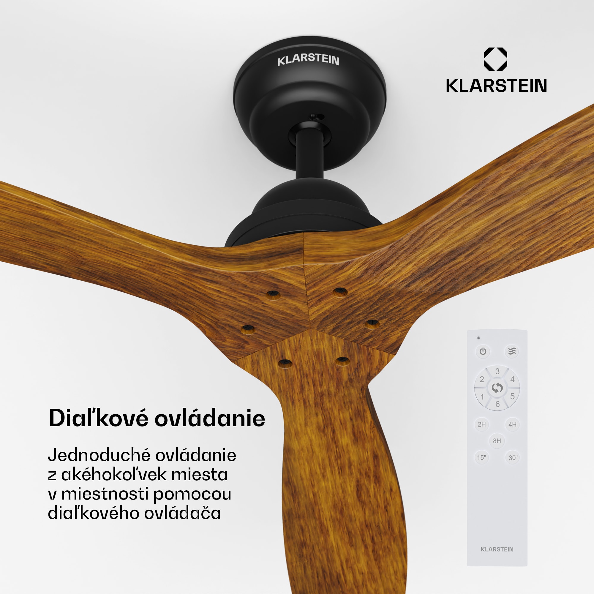 Klarstein Santa Elena 52", Ø 132 cm stropný ventilátor, 9 060 m³/h, lopatky z pravého dreva, 6 nastavení rýchlosti, diaľkové ovládanie – Obrázok 4