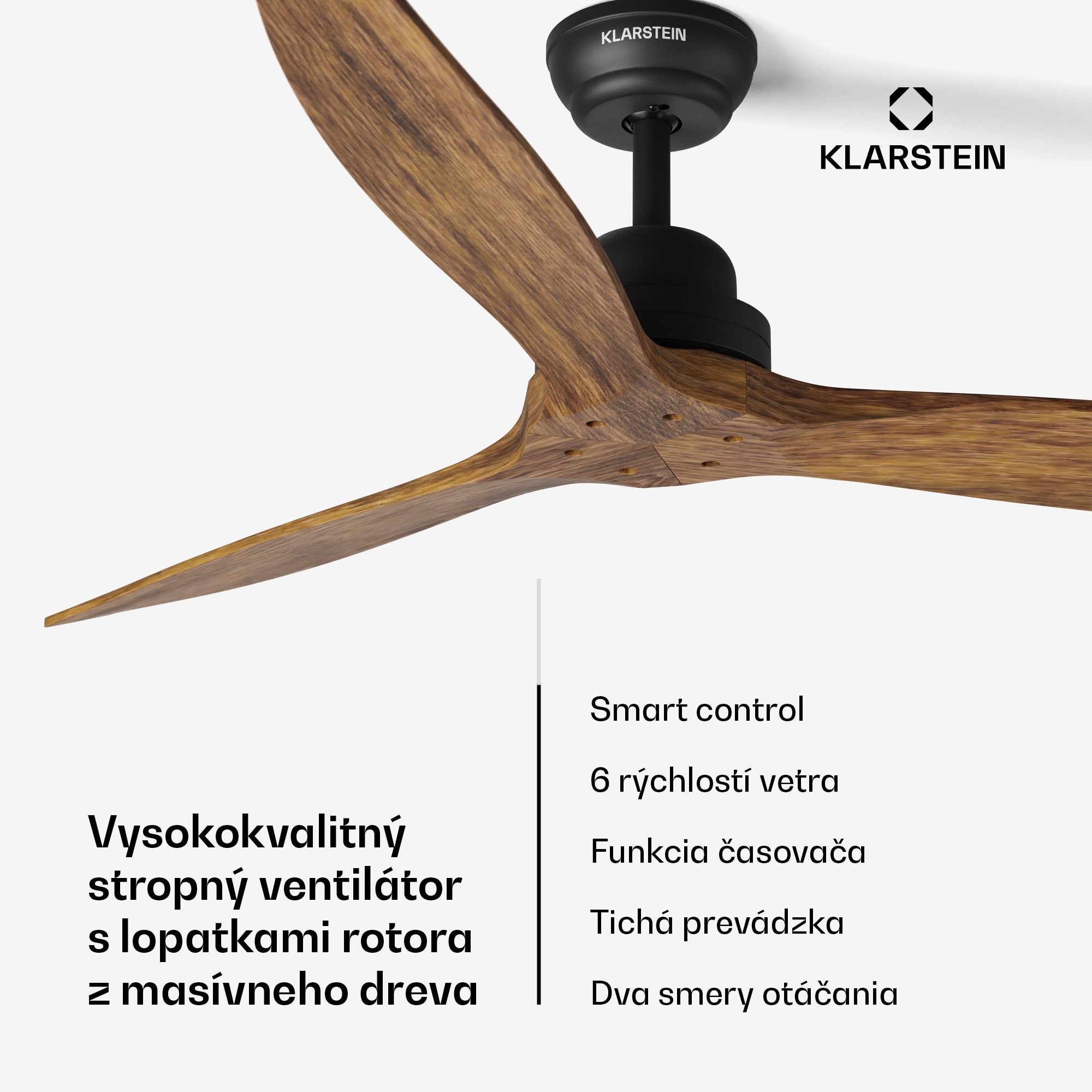 Klarstein Santa Elena Smart 52", Ø 132 cm stropný ventilátor, 10260 m³/h, lopatky z pravého dreva, 6 nastavení rýchlosti, diaľkové ovládanie – Obrázok 2