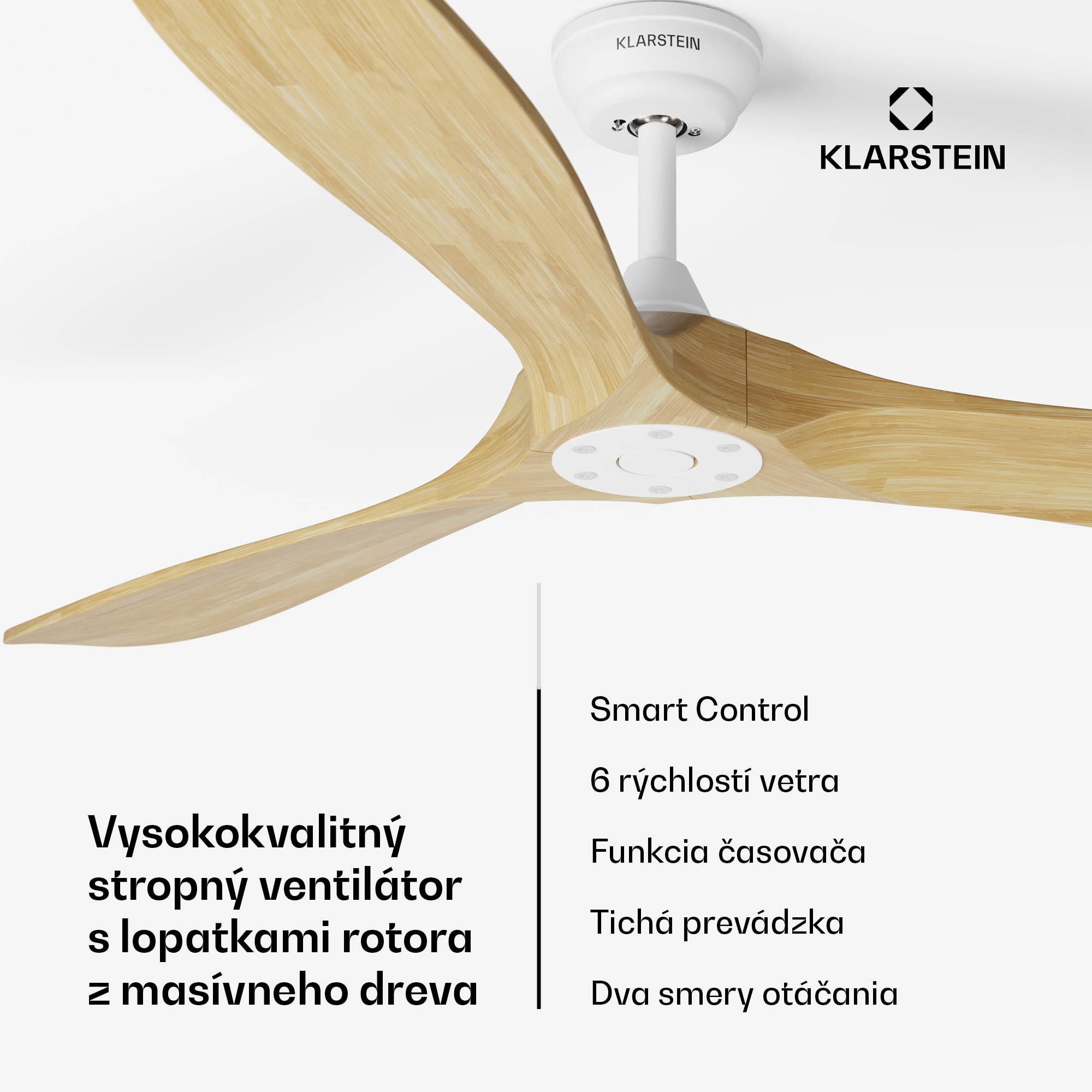 Klarstein Bahama Breeze Smart Stropný ventilátor , lopatky rotora z masívneho dreva, diaľkové ovládanie + ovládanie pomocou aplikácie – Obrázok 2