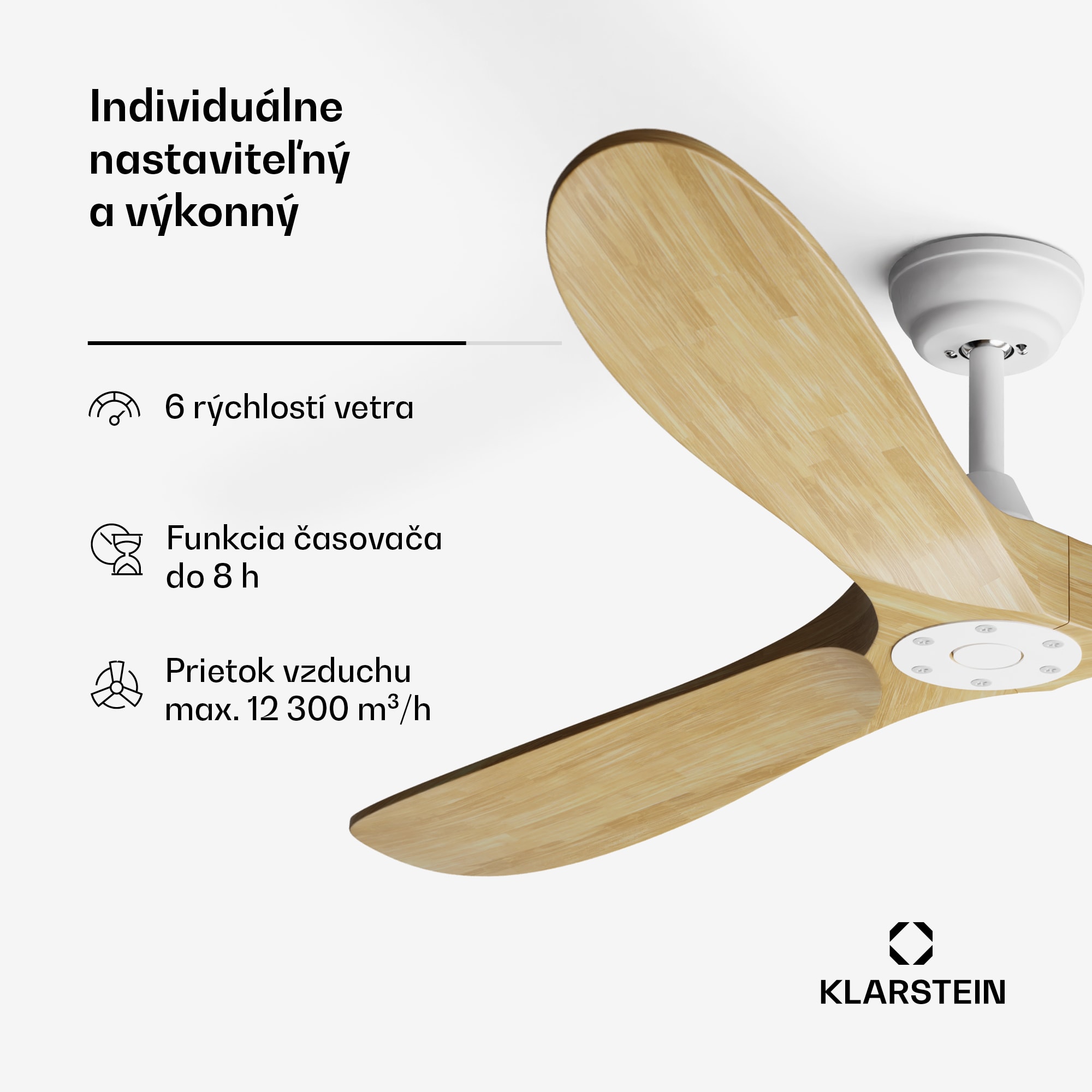 Klarstein Bahama Breeze Smart Stropný ventilátor , lopatky rotora z masívneho dreva, diaľkové ovládanie + ovládanie pomocou aplikácie – Obrázok 5