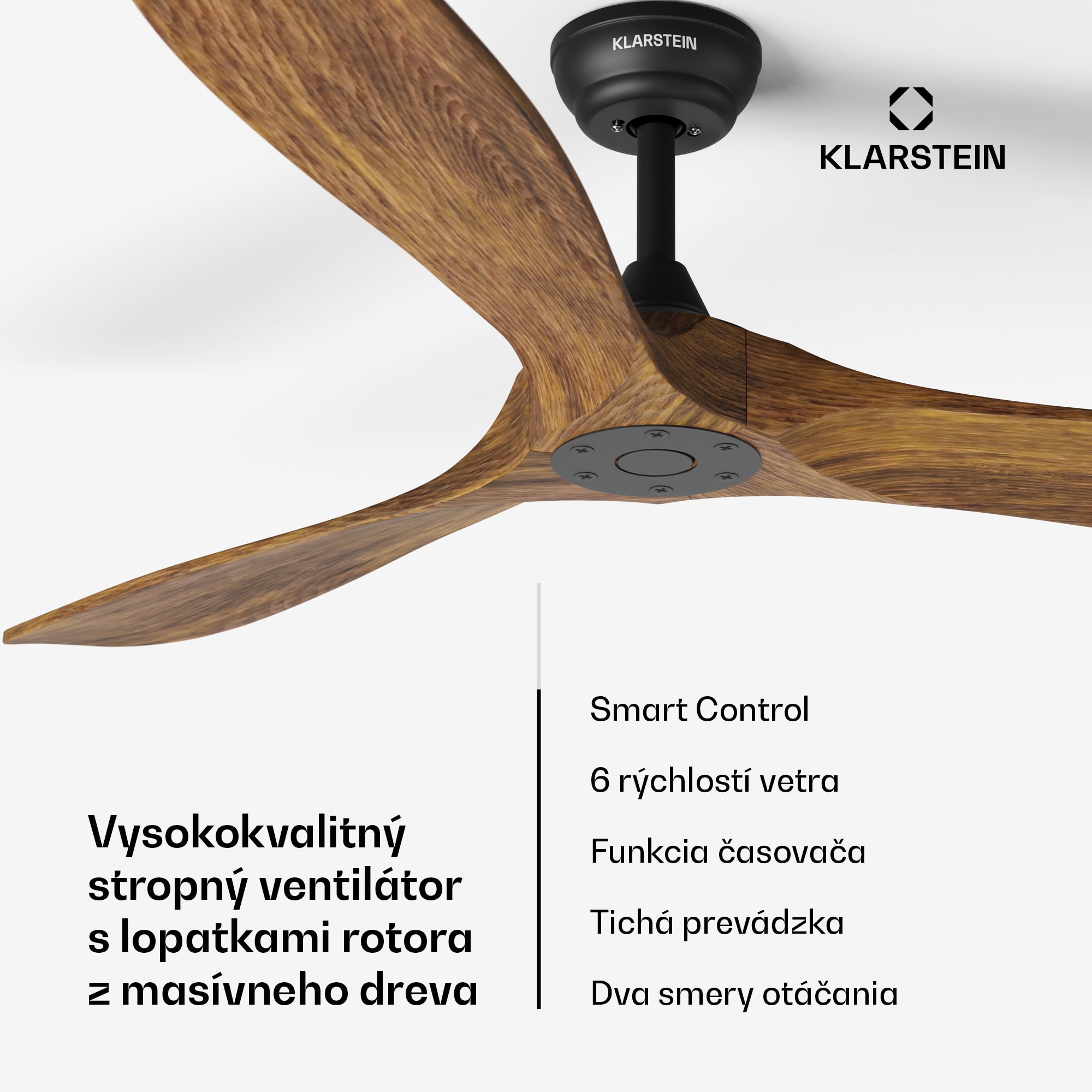 Klarstein Bahama Breeze Smart Stropný ventilátor , lopatky rotora z masívneho dreva, diaľkové ovládanie + ovládanie pomocou aplikácie – Obrázok 2