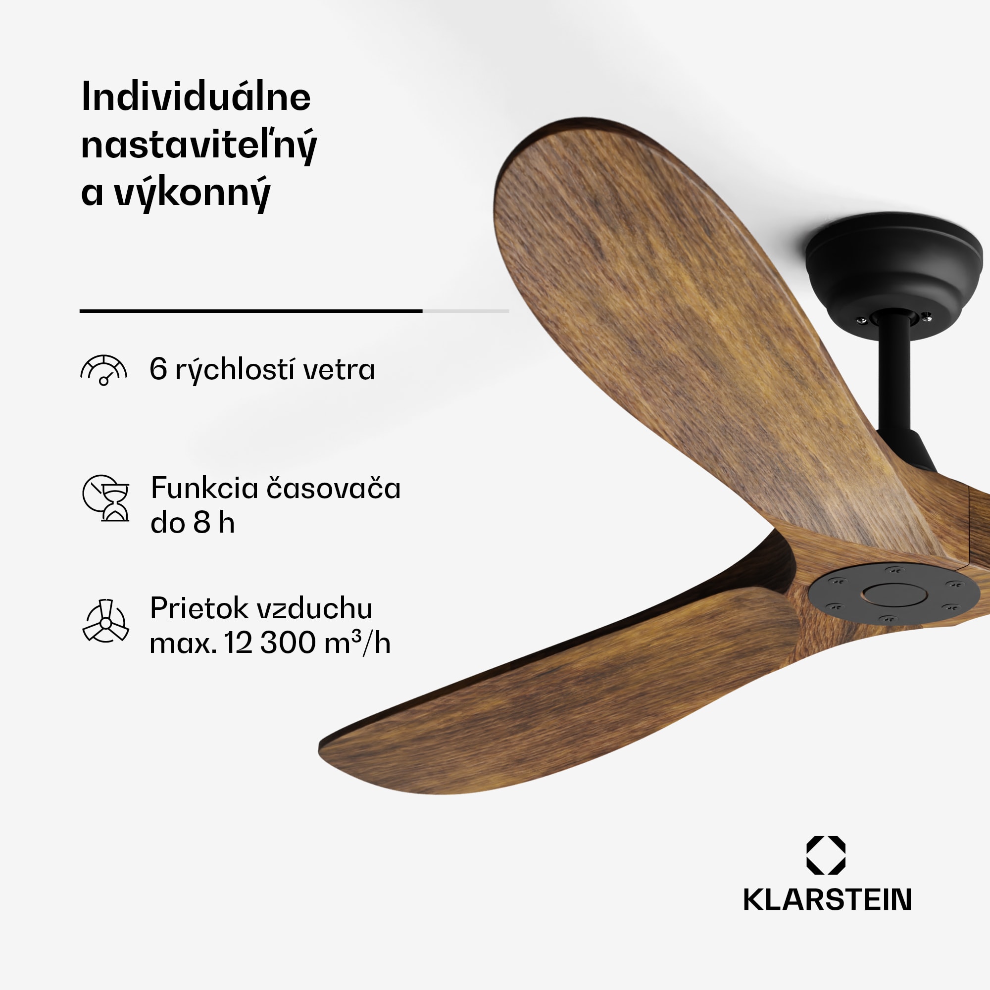 Klarstein Bahama Breeze Smart Stropný ventilátor , lopatky rotora z masívneho dreva, diaľkové ovládanie + ovládanie pomocou aplikácie – Obrázok 5