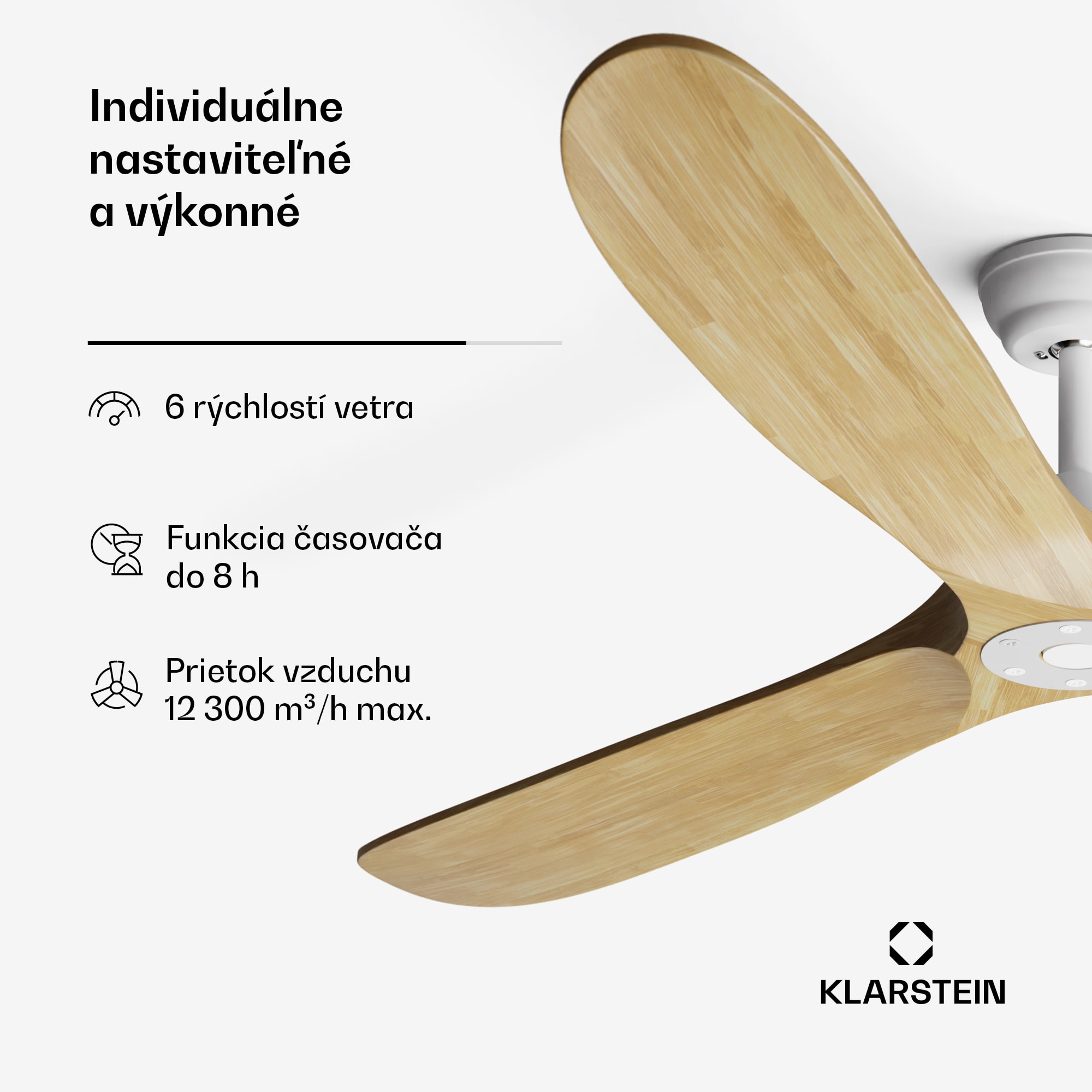 Klarstein Bahama Breeze Smart stropný ventilátor | Rotorové listy z masívneho dreva | Diaľkové ovládanie + ovládanie cez aplikáciu – Obrázok 5