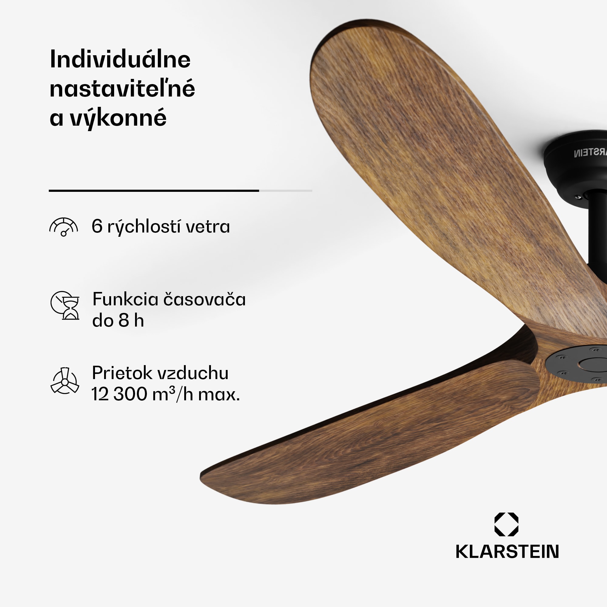 Klarstein Bahama Breeze Smart stropný ventilátor | Rotorové listy z masívneho dreva | Diaľkové ovládanie + ovládanie cez aplikáciu – Obrázok 5