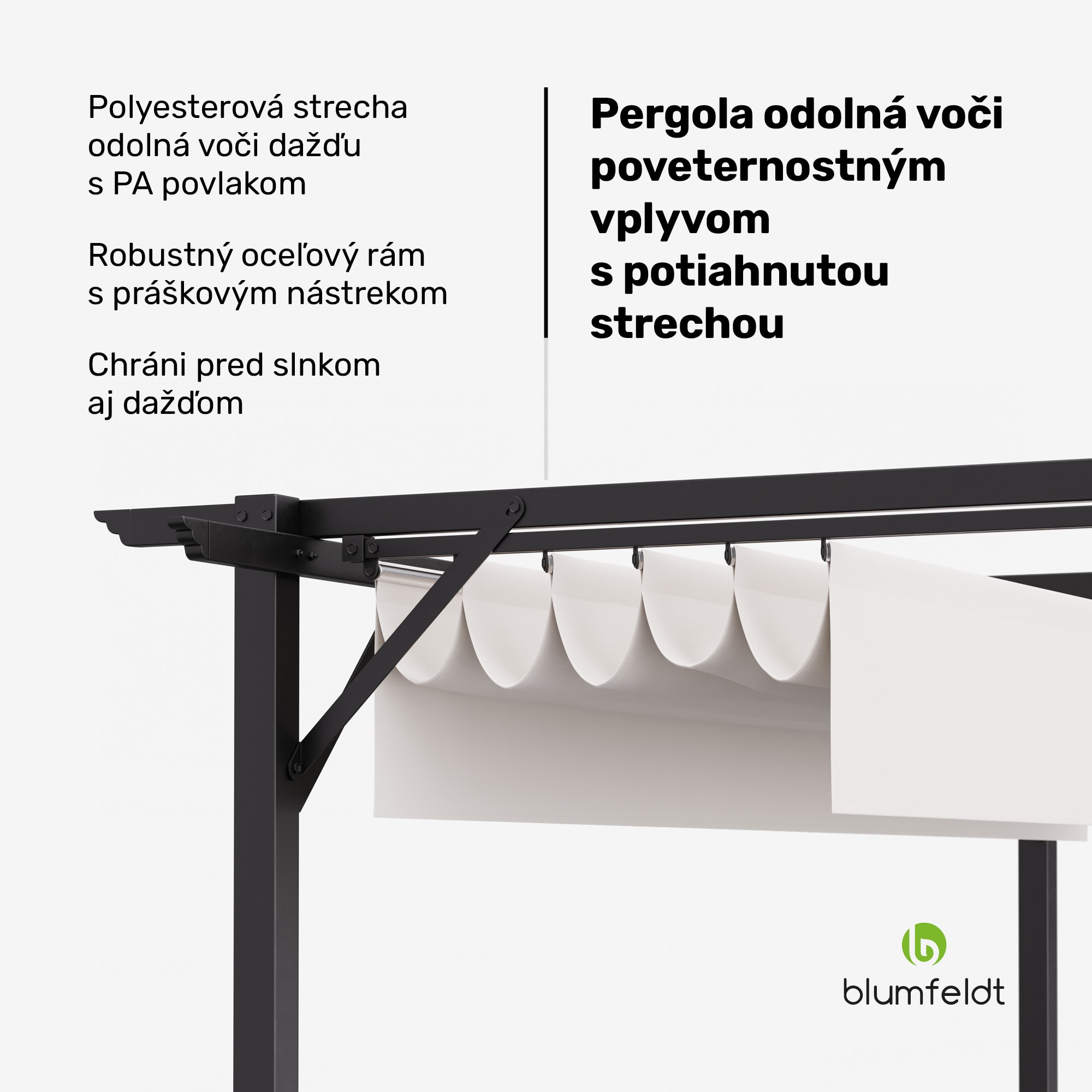 Blumfeldt Pantheon Robust, pergola, 3 x 3 m, práškovo lakovaná oceľ, odolná voči poveternostným vplyvom – Obrázok 2