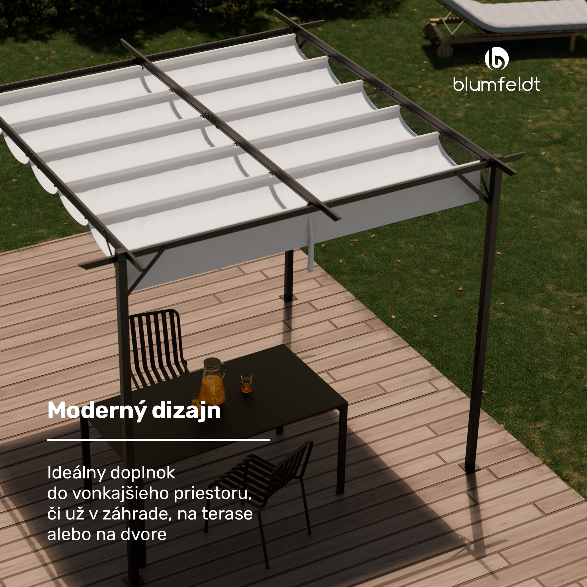 Blumfeldt Pantheon Robust, pergola, 3 x 3 m, práškovo lakovaná oceľ, odolná voči poveternostným vplyvom – Obrázok 3