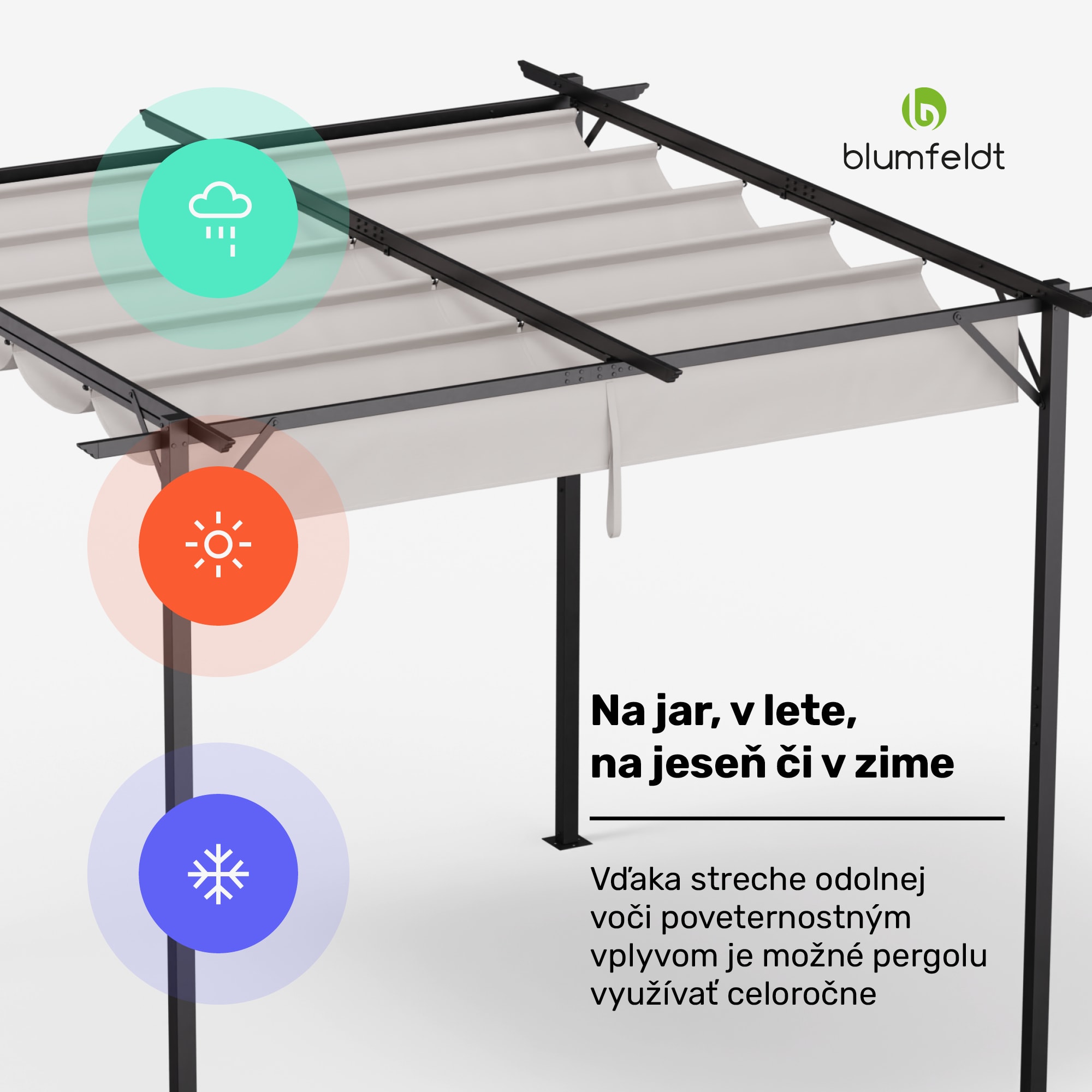 Blumfeldt Pantheon Robust, pergola, 3 x 3 m, práškovo lakovaná oceľ, odolná voči poveternostným vplyvom – Obrázok 5