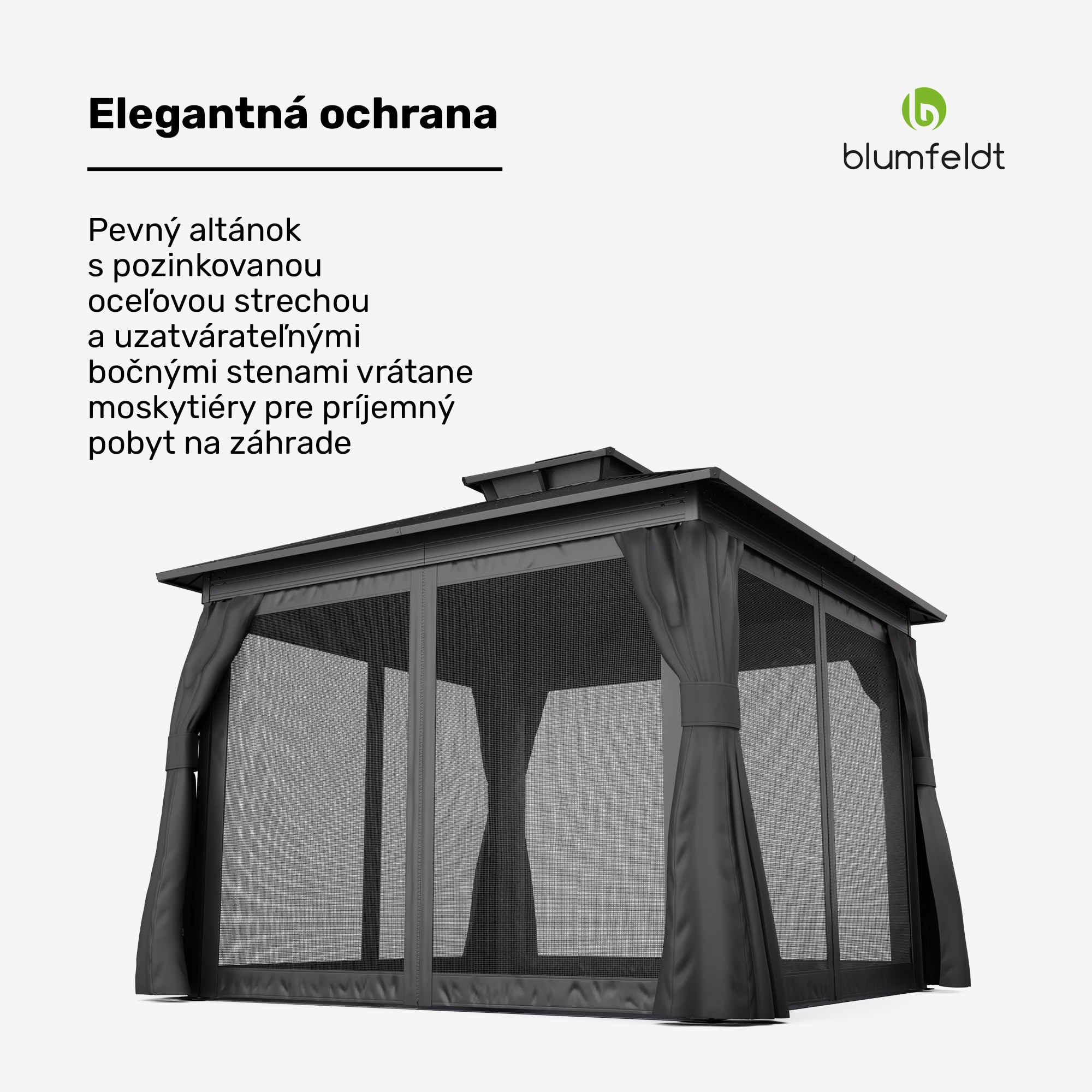 Blumfeldt ShadeFortress, altánok, 3 x 3 m, pozinkovaná oceľová strecha, chráni pred slnkom, dažďom a vetrom – Obrázok 3