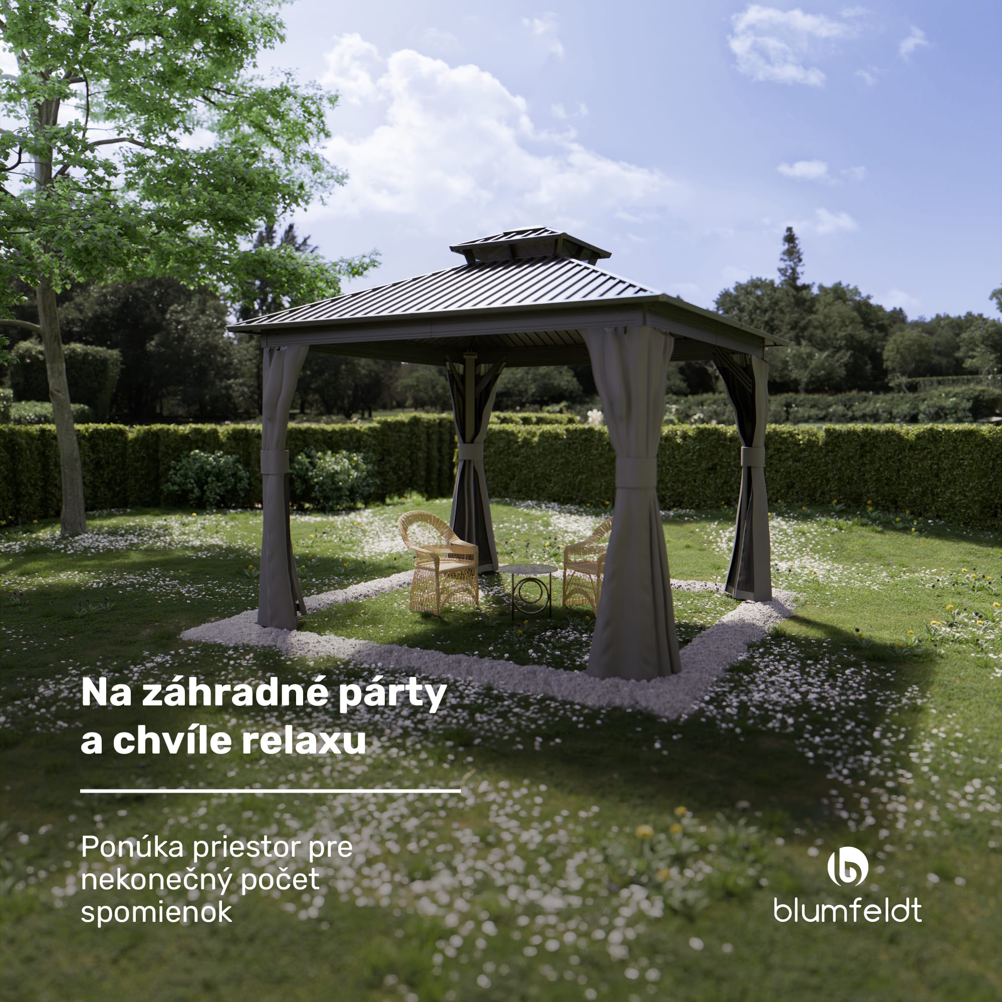 Blumfeldt ShadeFortress, altánok, 3 x 3 m, pozinkovaná oceľová strecha, chráni pred slnkom, dažďom a vetrom – Obrázok 4
