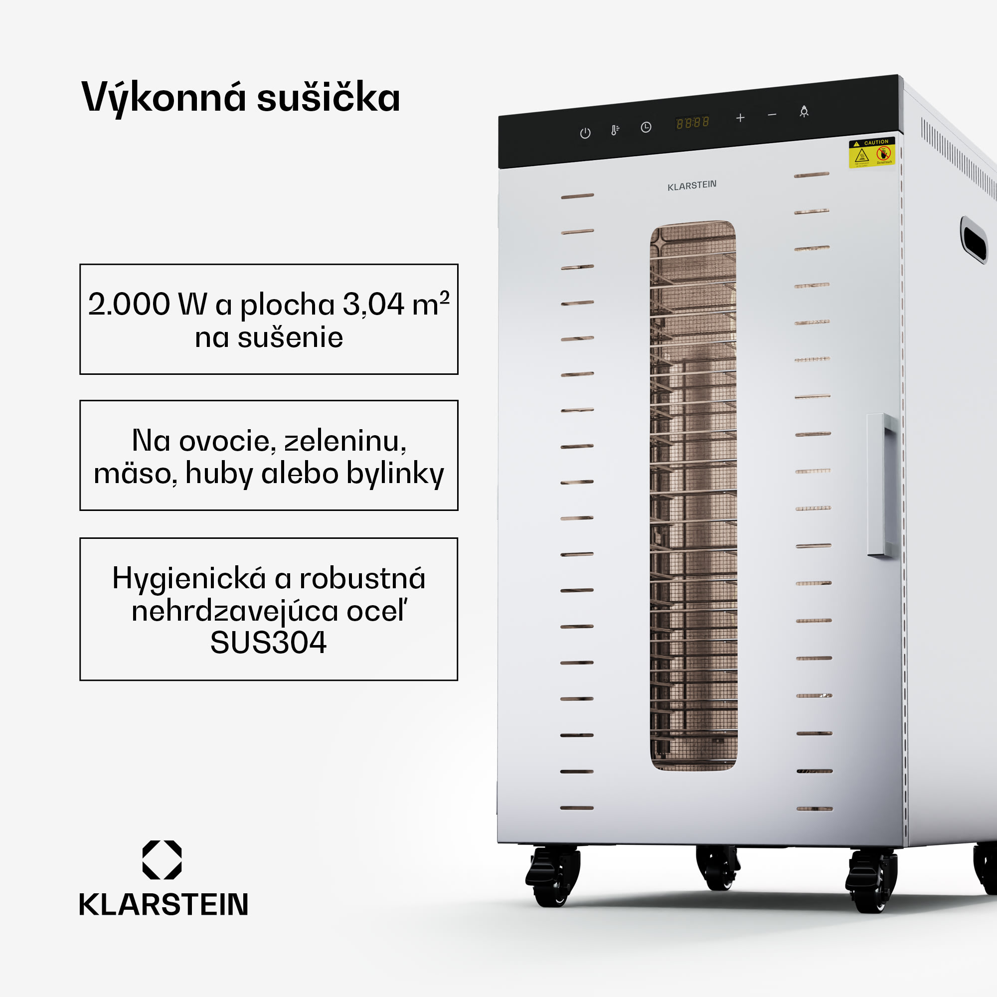 Klarstein MasterJerky 300 sušička, 2 000 W, 30 - 90 °C, 24h časovač, nehrdzavejúca oceľ – Obrázok 2