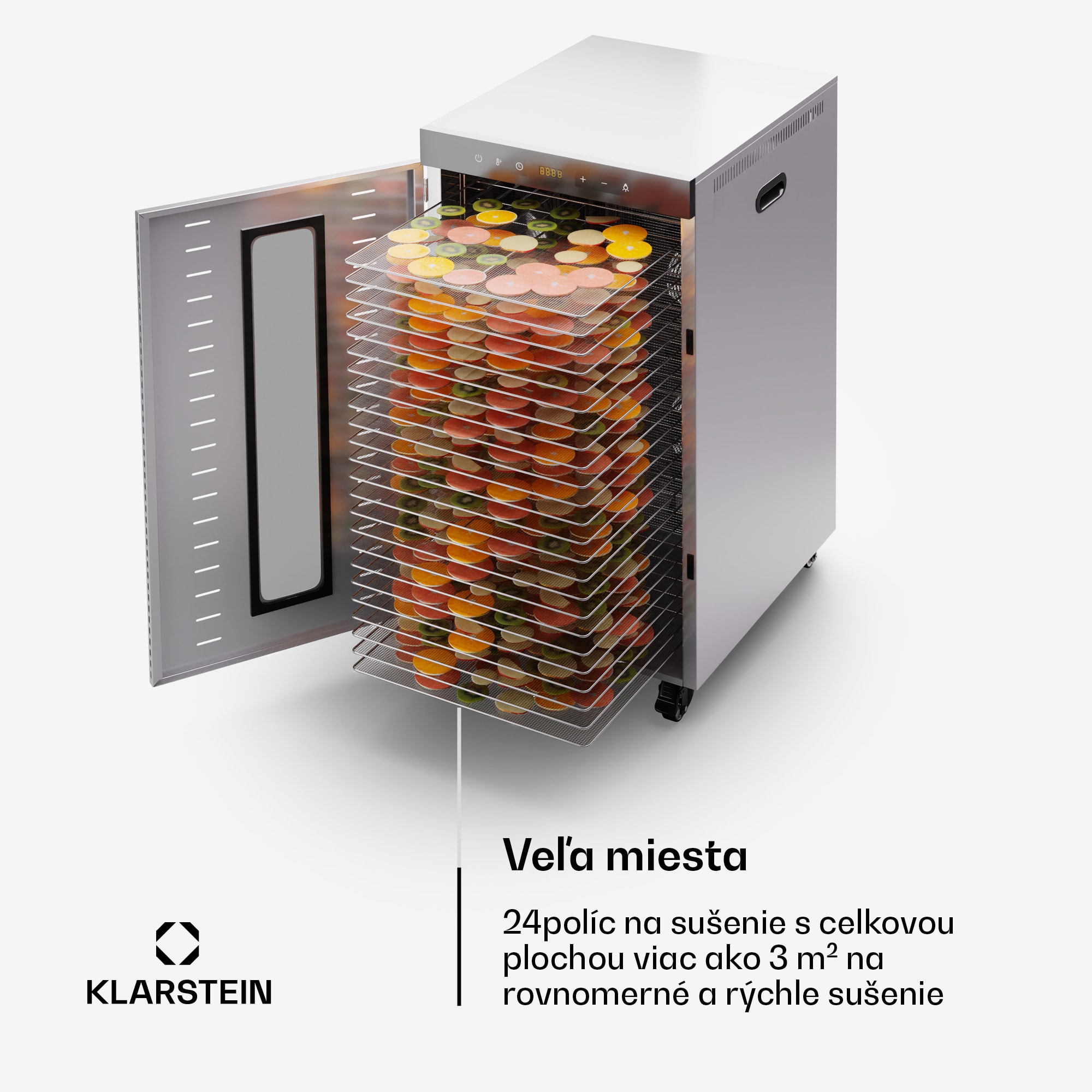 Klarstein MasterJerky 350, sušička, výkon 2 000 W, teplotný rozsah 30 - 90 °C, časovač na 24 hodín, nehrdzavejúca oceľ – Obrázok 3
