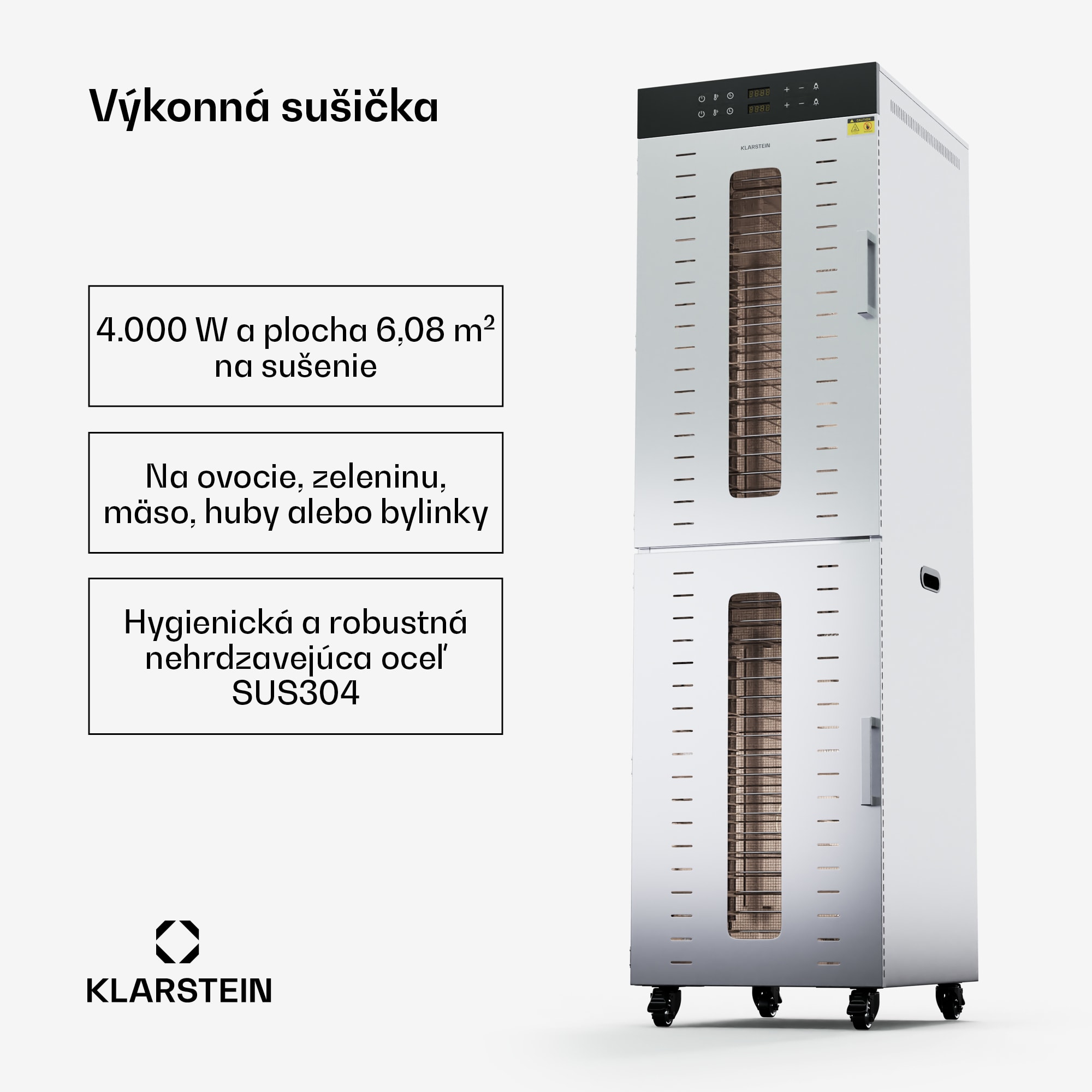 Klarstein Master Jerky 600, sušička, výkon 4 000 W, s dvoma komorami, teplotný rozsah 30 - 90 °C – Obrázok 2