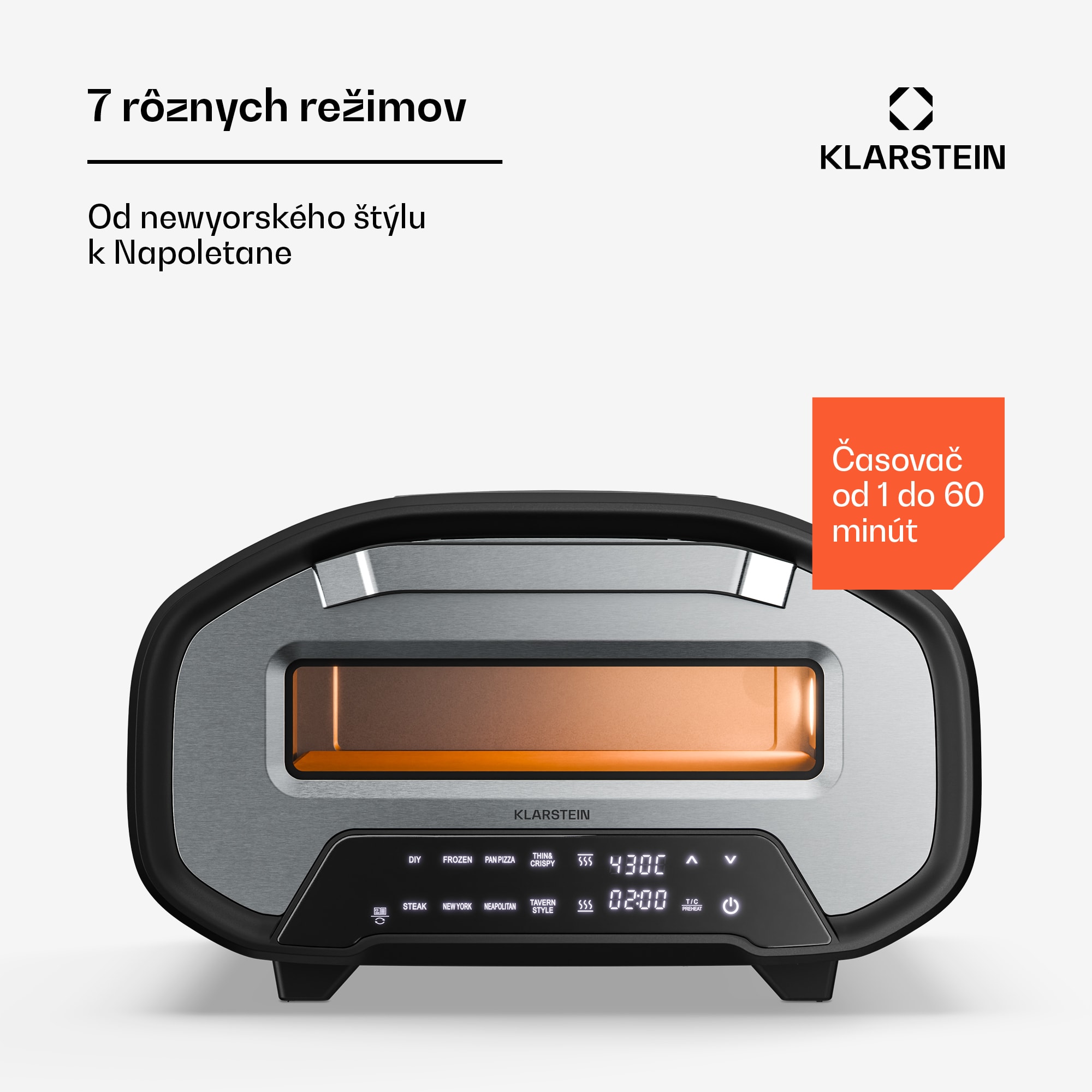 Klarstein PizzaForno elektrická pec na pizzu s výkonom 1 700 W, 7 programov + pamäťová funkcia, digitálny displej – Obrázok 5