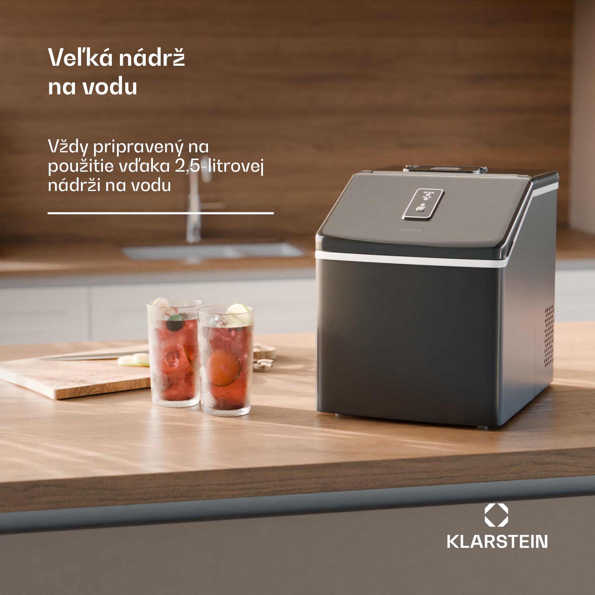 Klarstein Clearcube stroj na výrobu kociek ľadu, číry ľad, 13 kg/24 h – Obrázok 3