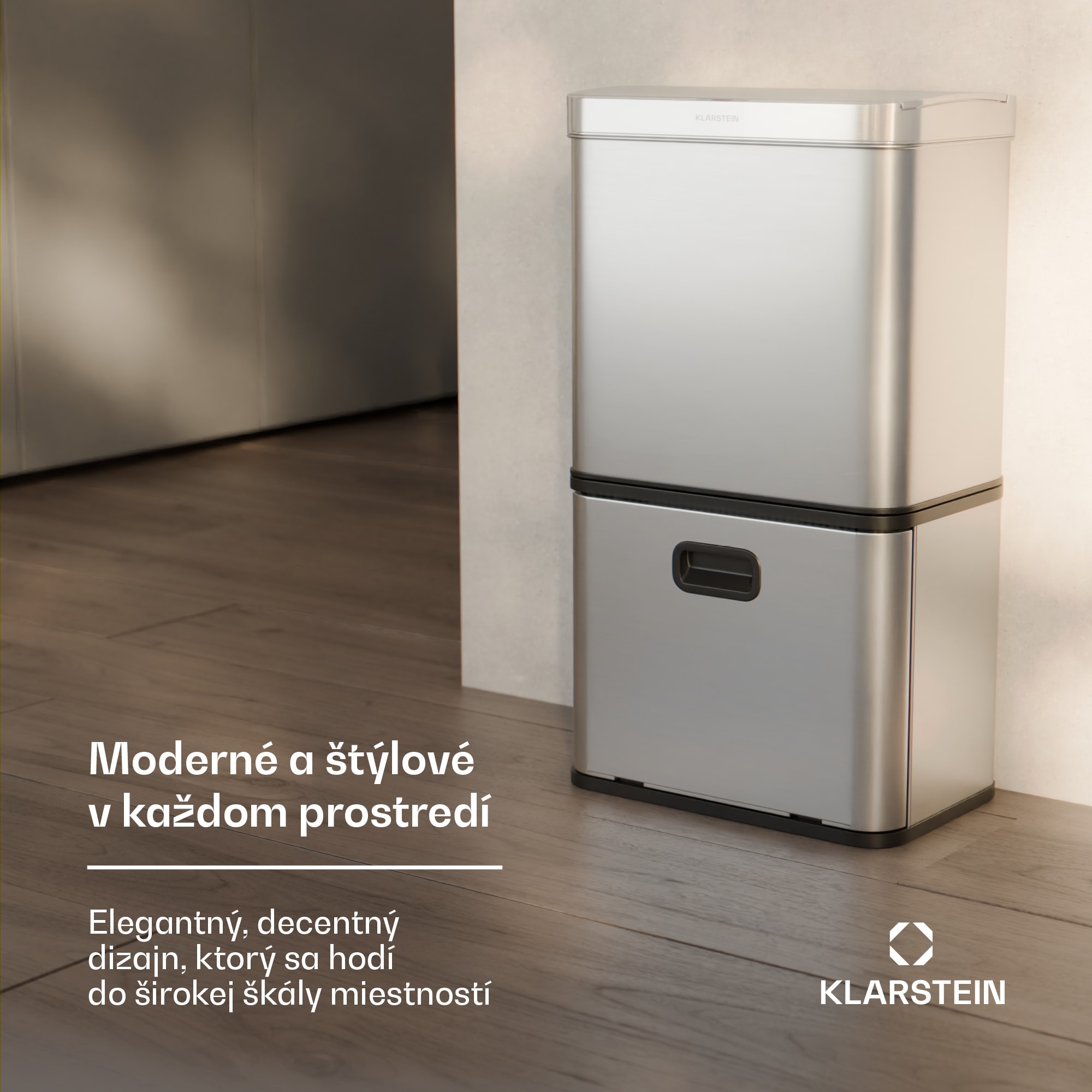 Klarstein Touchless, senzorový odpadkový kôš, 56 l, z nehrdzavejúcej ocele, 3 koše, Soft-Close zatváranie, napájaný batériou, LED displej, časovač – Obrázok 5