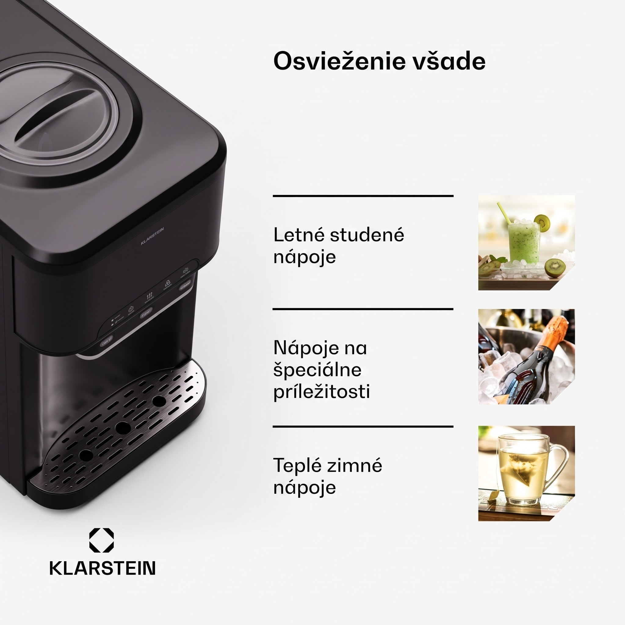 Klarstein Aqueous výrobník ľadu 3 v 1: kocky ľadu, dávkovač vody: horúca a studená, 20 kg/24h – Obrázok 5