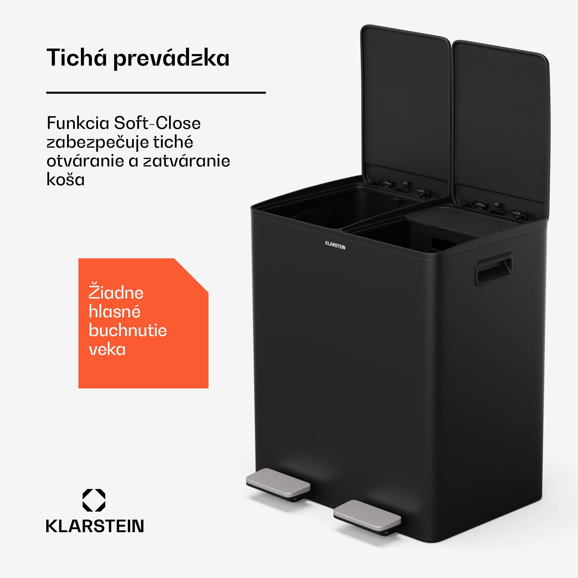 Klarstein EcoVista, odpadkový kôš s kompostérom, 40 l + 3 l/kôš + kompostér, Soft-Close – Obrázok 5