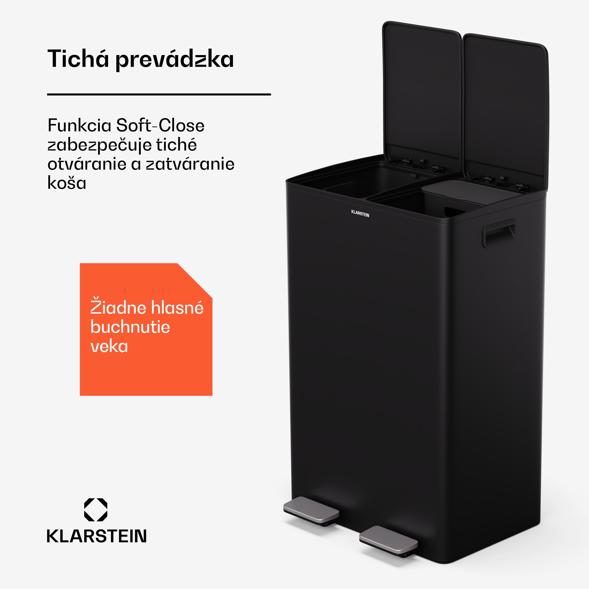 Klarstein EcoVista, odpadkový kôš s kompostérom, 60 l + 3 l/kôš + kompostér, Soft-Close – Obrázok 5