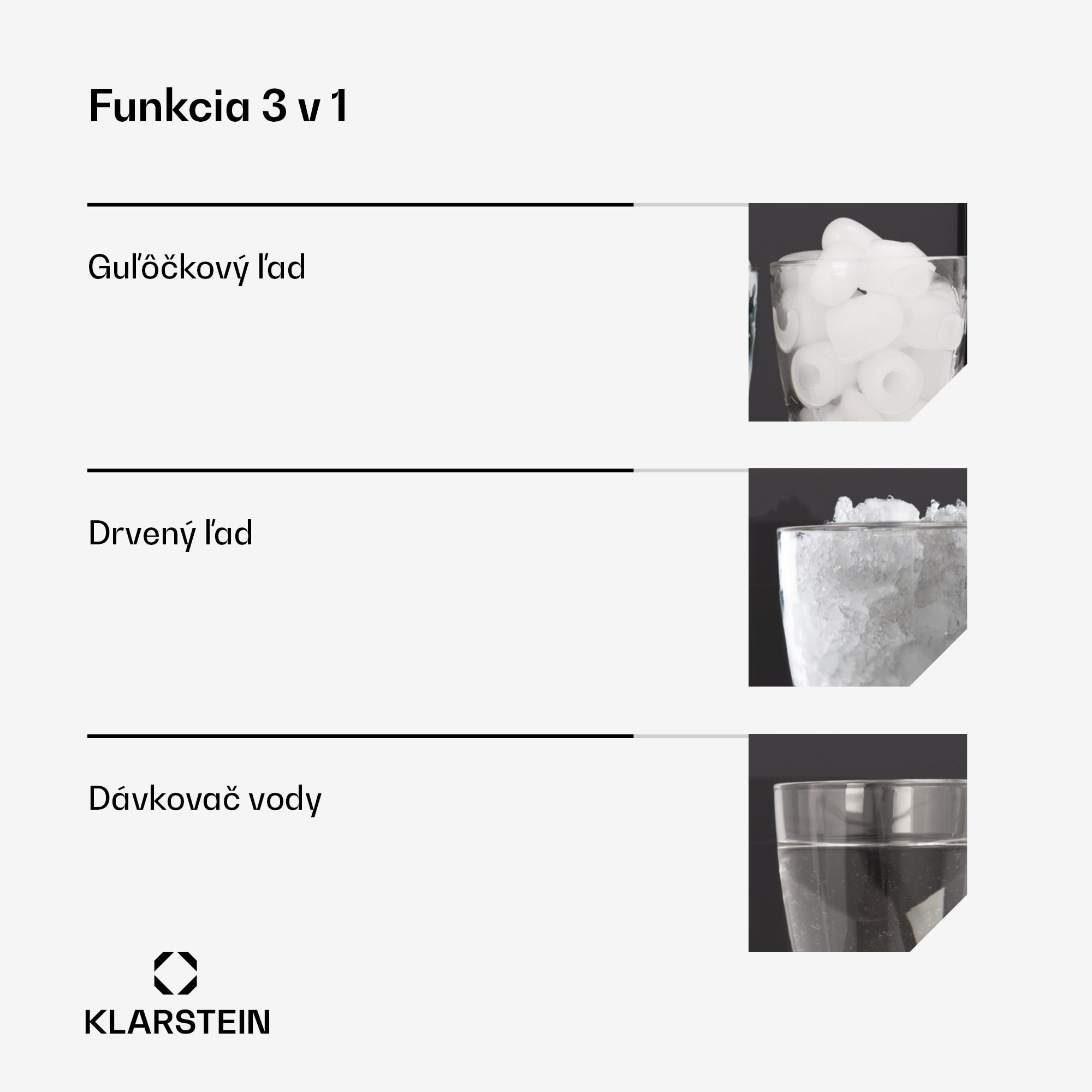 Klarstein ArcticBlend 3v1 výrobník ľadu, 20 kg/24h, Bullet Ice, Drvený ľad, Dávkovač vody – Obrázok 3