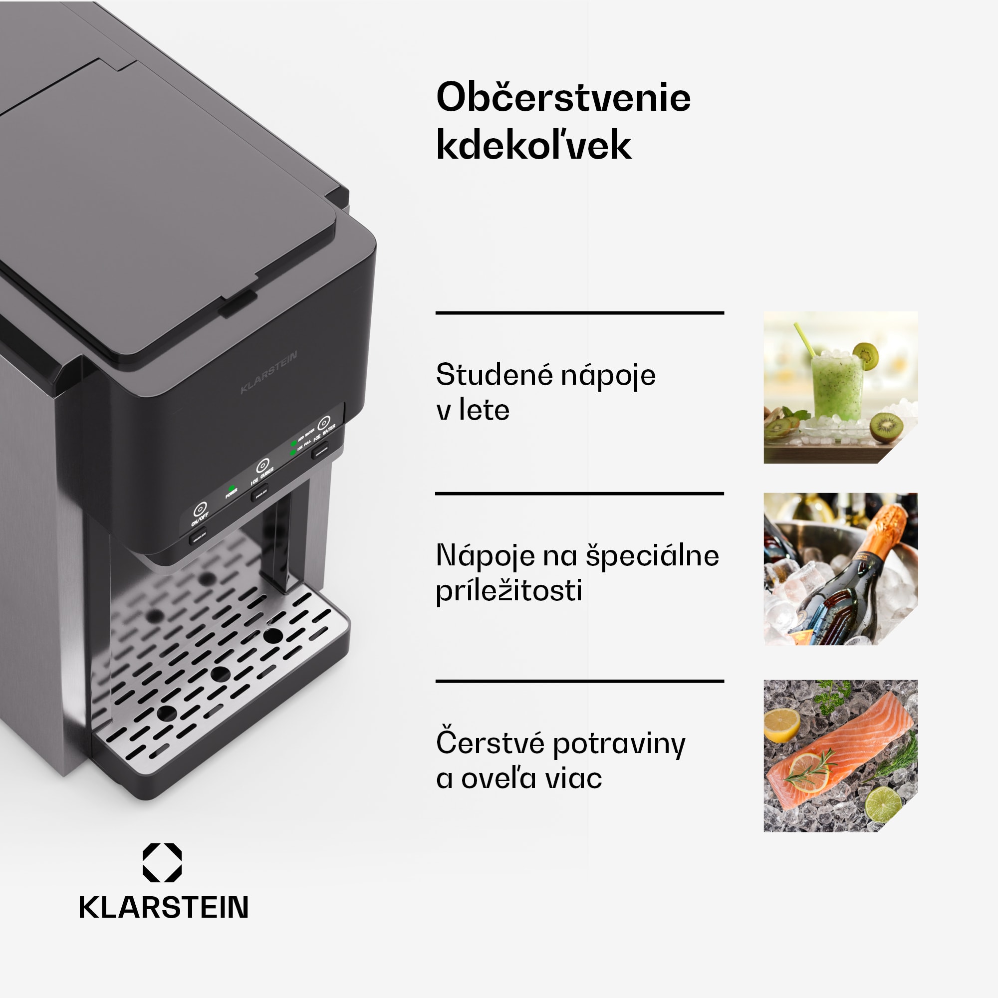 Klarstein ArcticBlend 3v1 výrobník ľadu, 20 kg/24h, Bullet Ice, Drvený ľad, Dávkovač vody – Obrázok 5